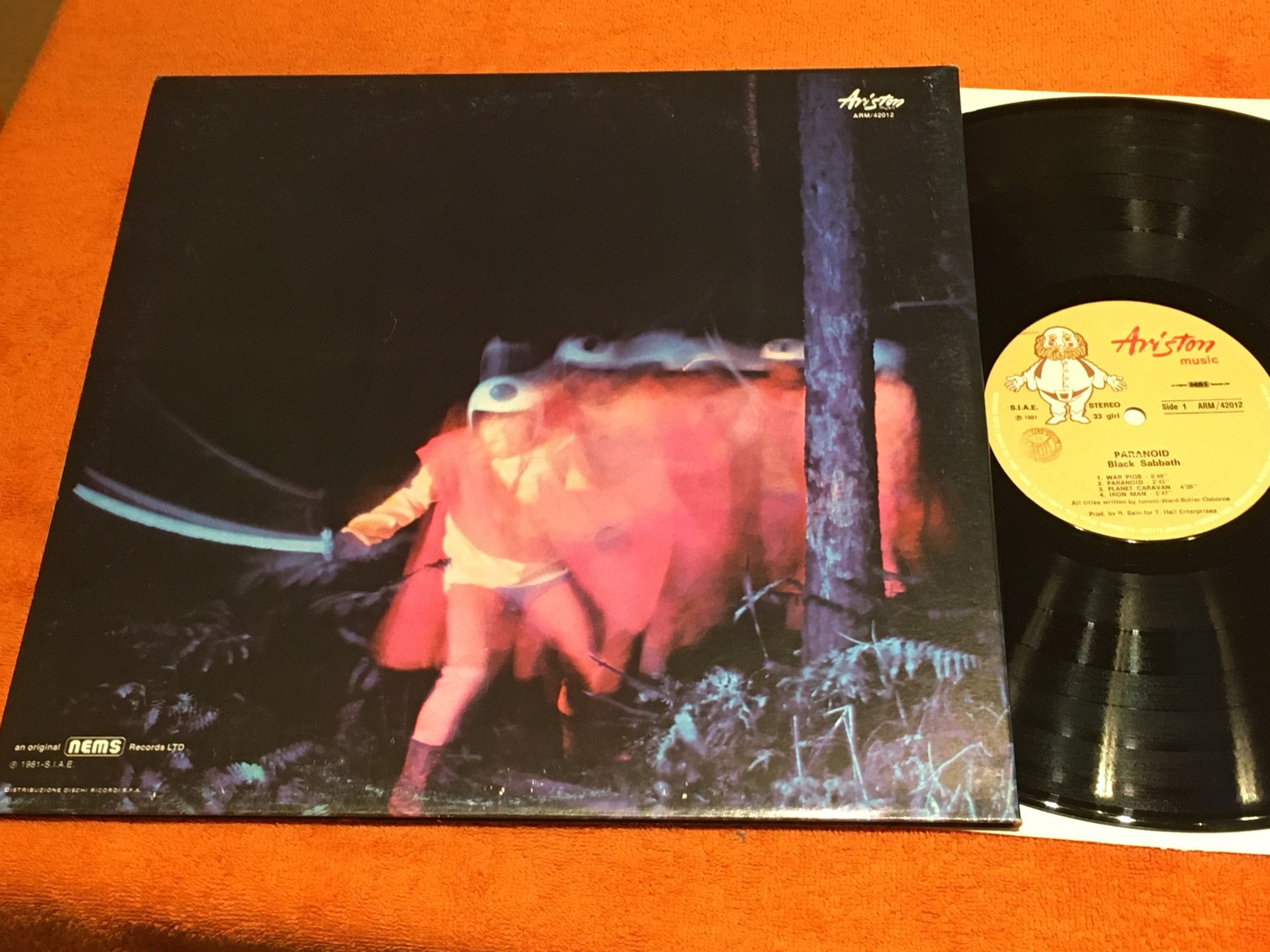 Omslagsbild för skivan BLACK SABBATH paranoid LP Ita ARISTON ARM 42012