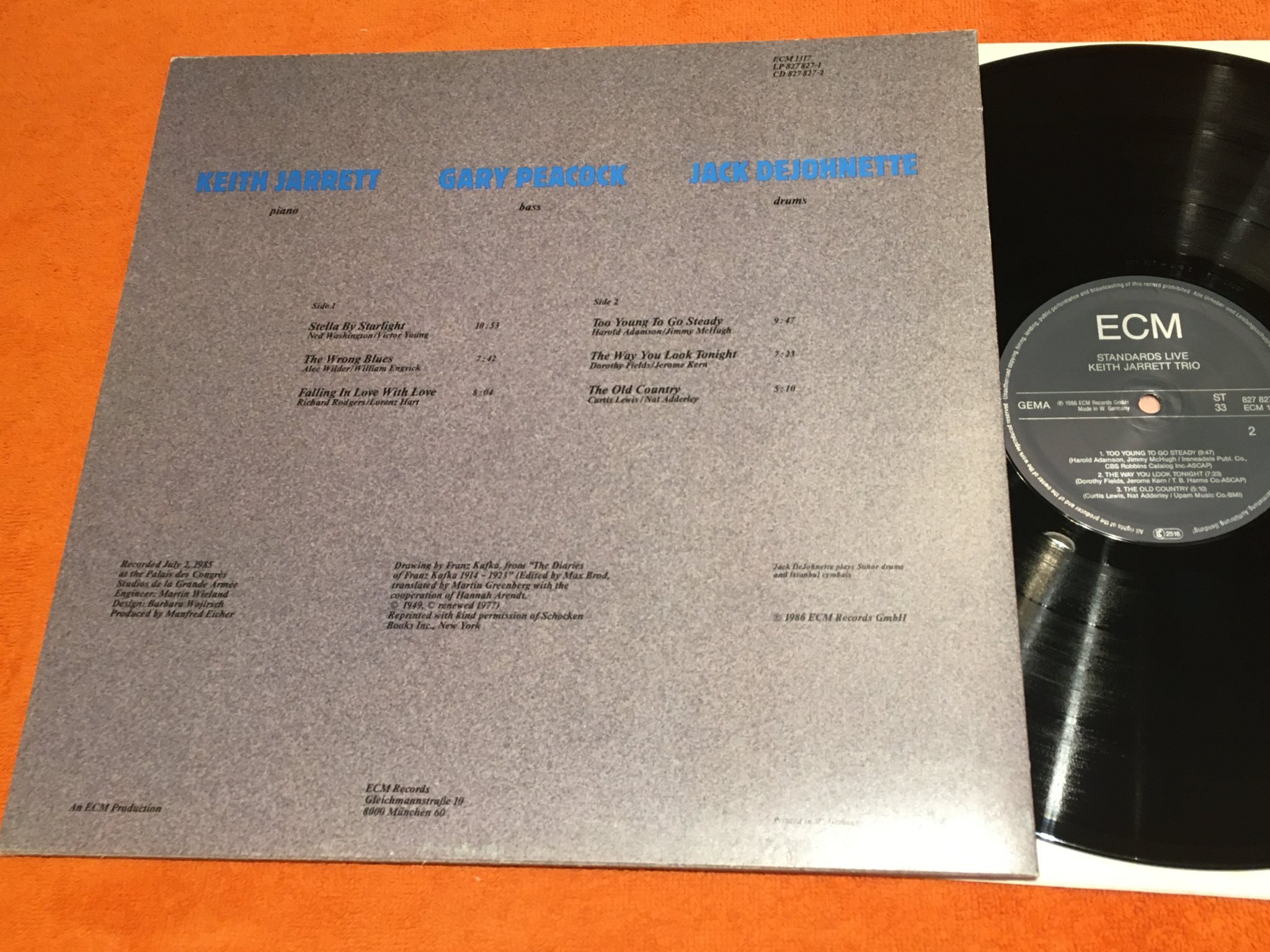 Omslagsbild för skivan KEITH JARRETT standards live LP ECM 827827-1