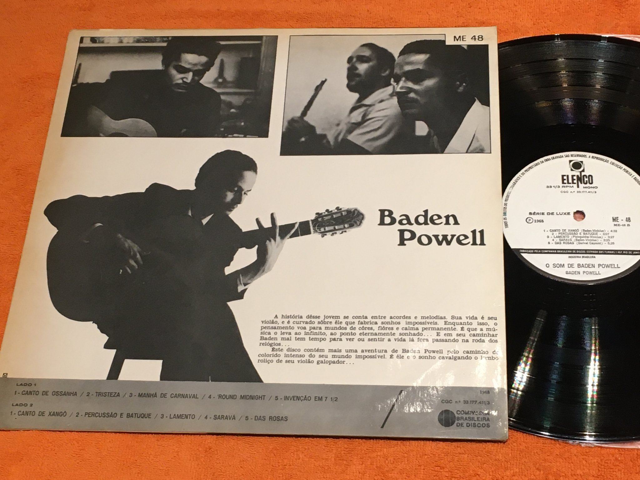 Omslagsbild för skivan BADEN POWELL o som de baden Powell LP -68 Brazil ELENCO ME-48 rare!!!
