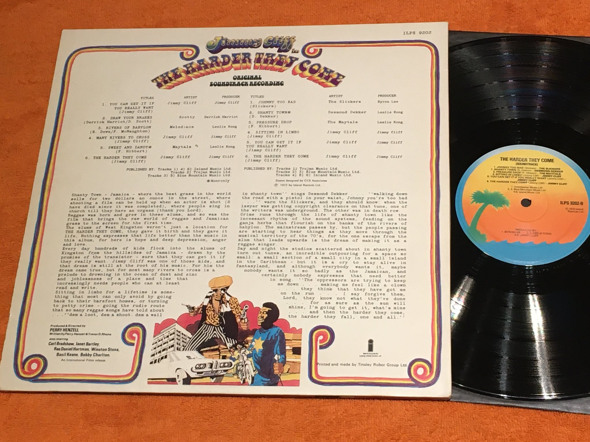 Omslagsbild för skivan JIMMY CLIFF the harder they come LP UK ISLAND ILPS 9202 reggae classic ! 