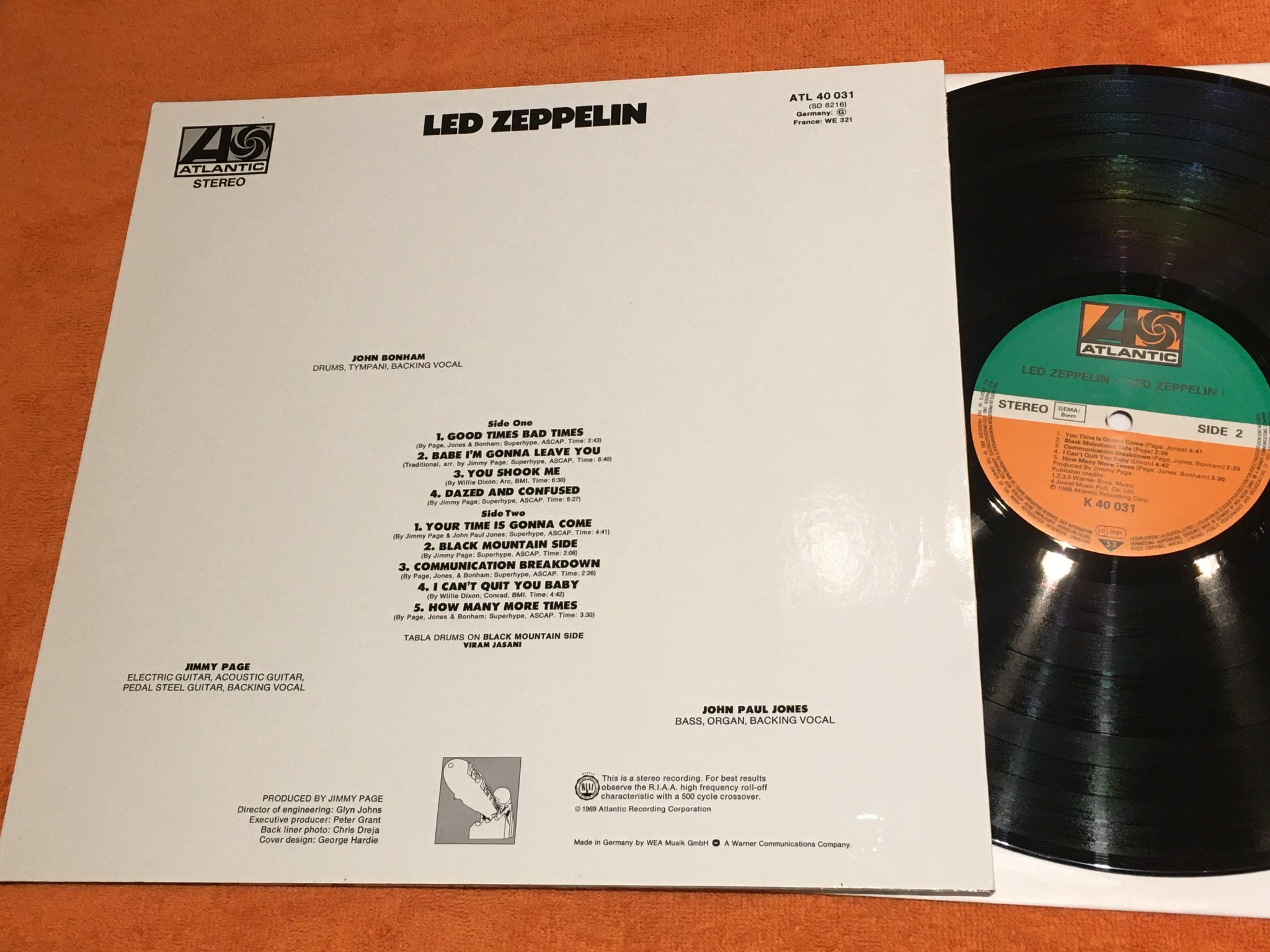 Omslagsbild för skivan LED ZEPPELIN s/t I  LP re ATLANTIC K 40031