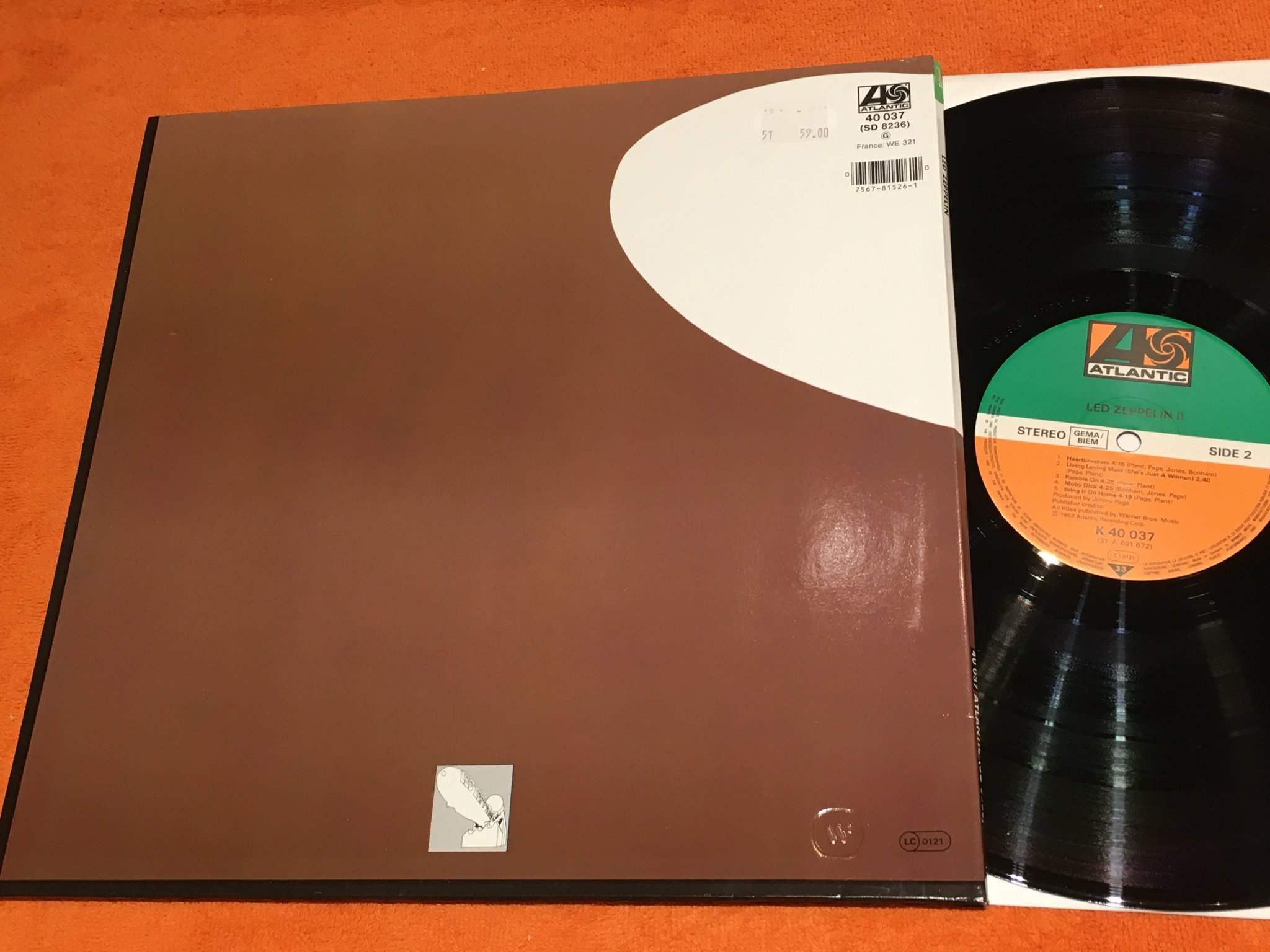 Omslagsbild för skivan LED ZEPPELIN II  LP re ATLANTIC K 40037