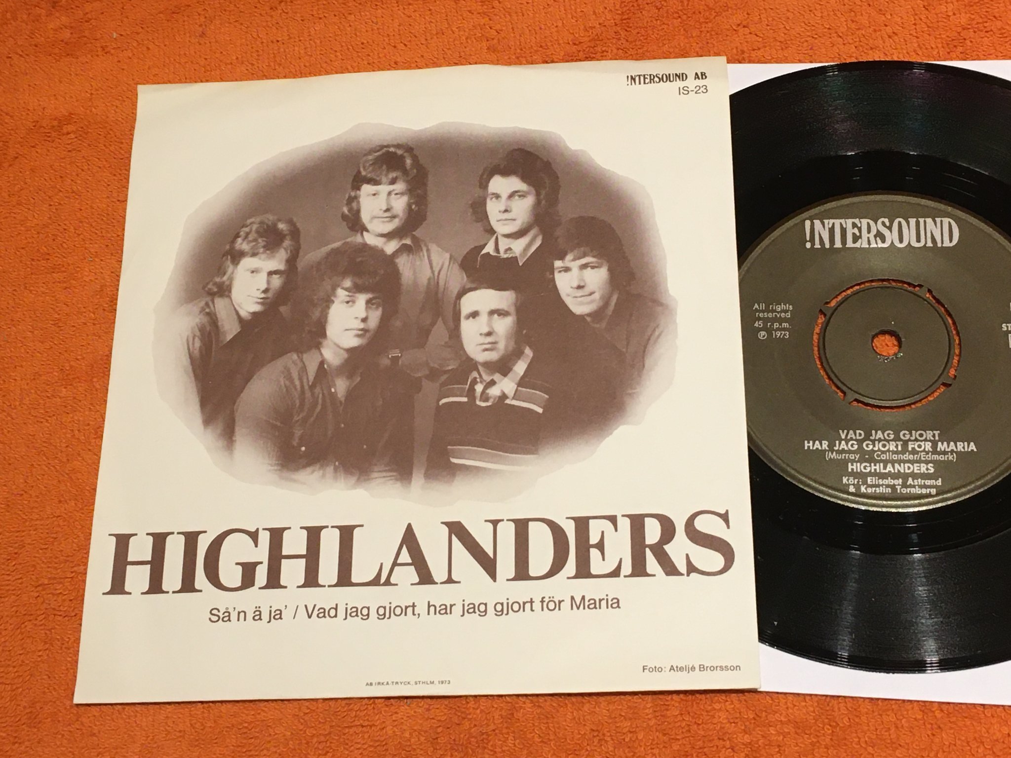 Omslagsbild för skivan HIGHLANDERS så’n ä ja’ 7”single Swe !INTERSOUND IS-23 