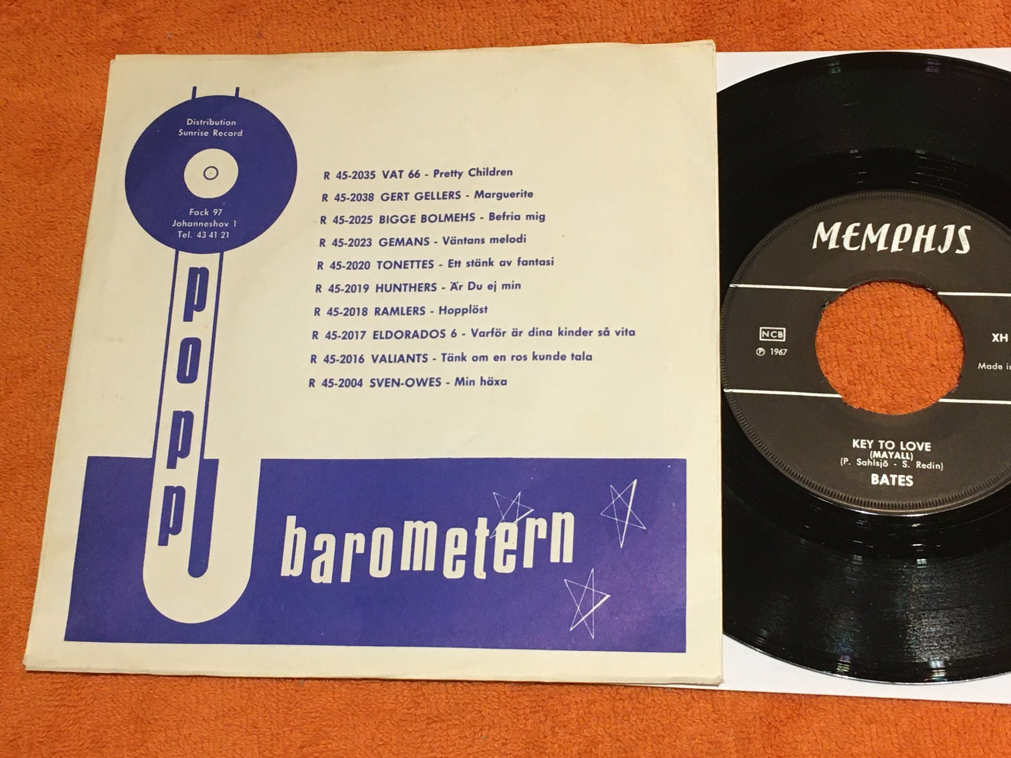 Omslagsbild för skivan BATES the times has changed 7”single -67 Swe MEMPHIS XH 5001 mega rare!!!