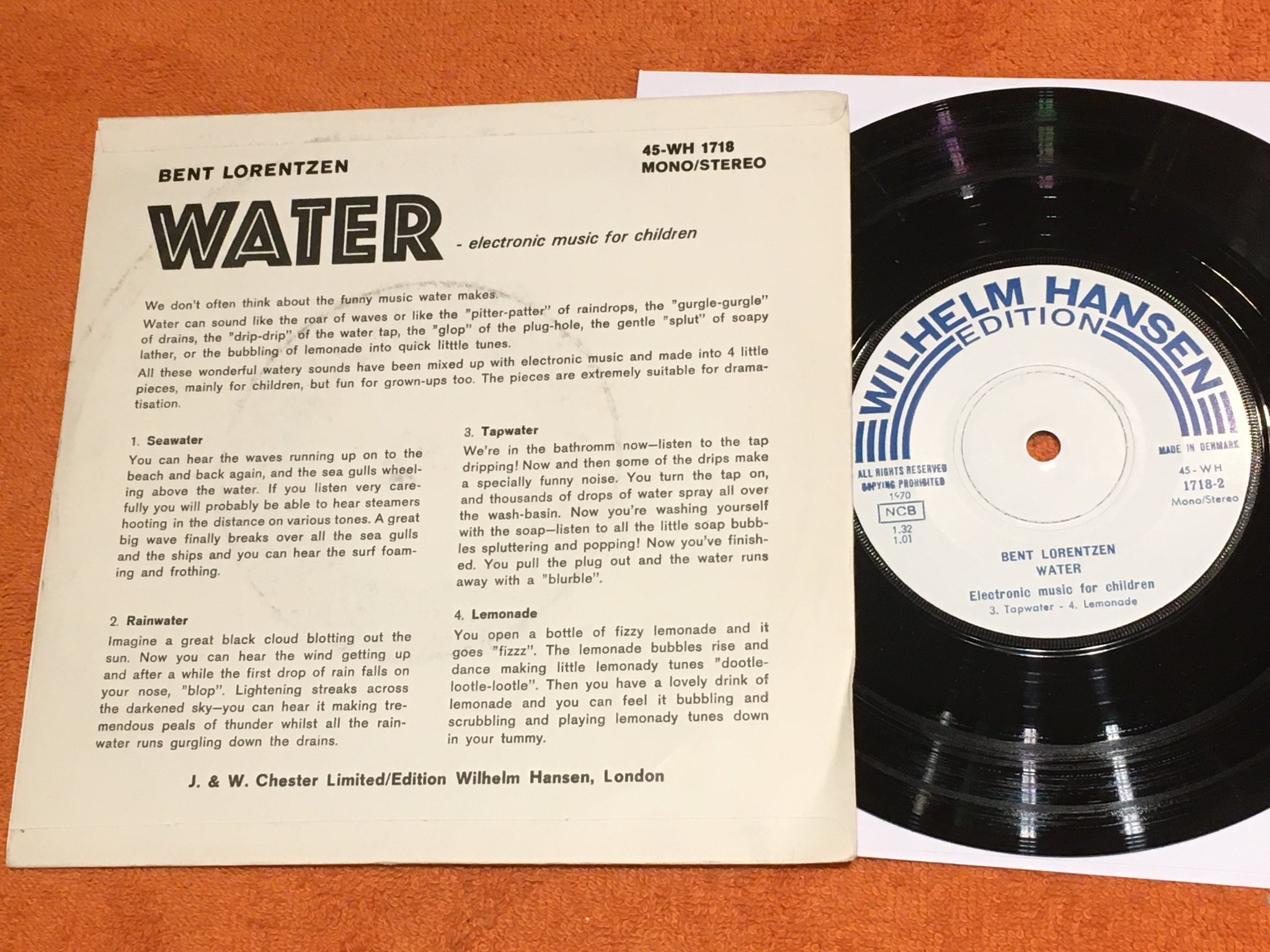 Omslagsbild för skivan BENT LORENTZEN electronic music for children 7” UK ED WILHELM HANSEN 45-WH 1718