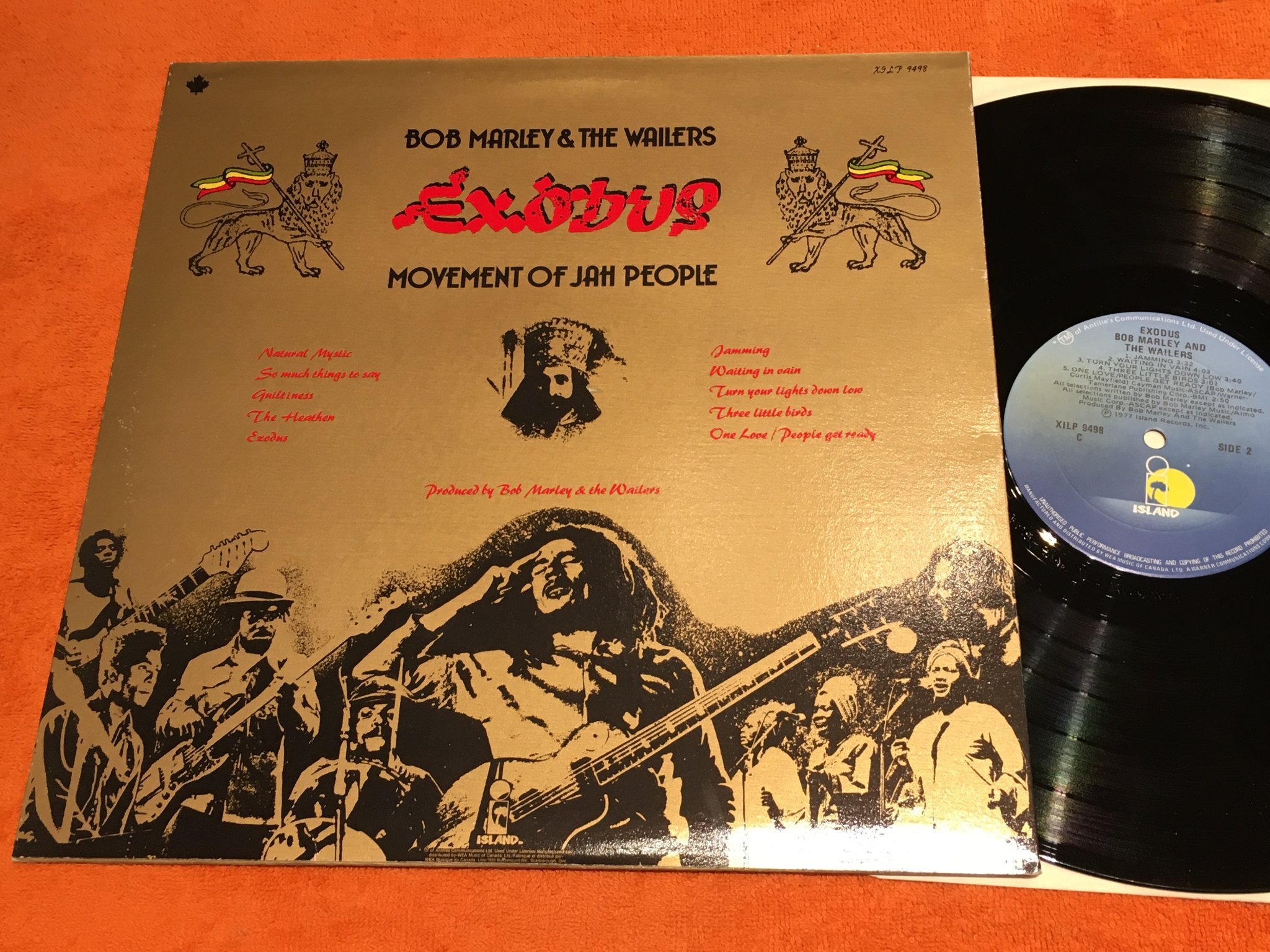 Omslagsbild för skivan BOB MARLEY & THE WAILERS exodus LP -77 Can ISLAND XILP 9498