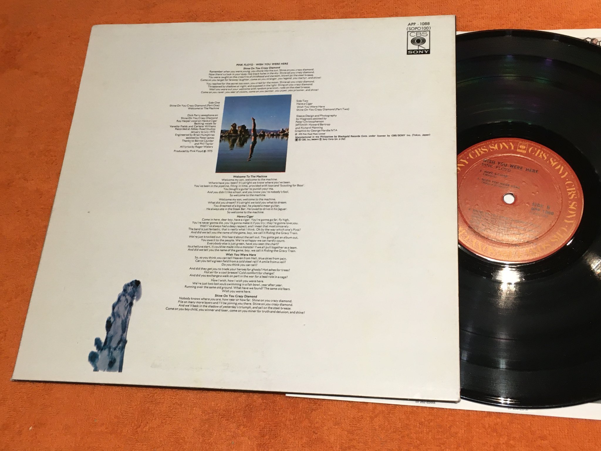Omslagsbild för skivan PINK FLOYD wish you were here LP -75 Philippines SONY CBS APP-1088 very rare !