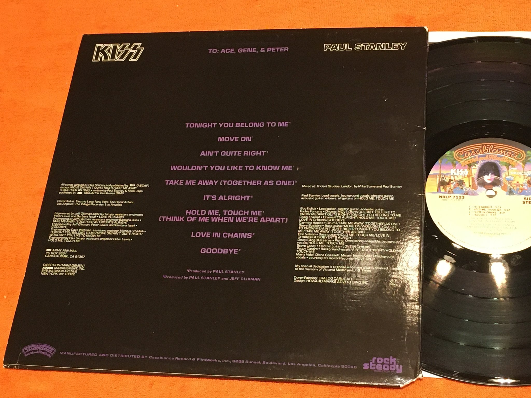 Omslagsbild för skivan PAUL STANLEY  LP -78 US  CASABLANCA NBLP 7123 med POSTER 