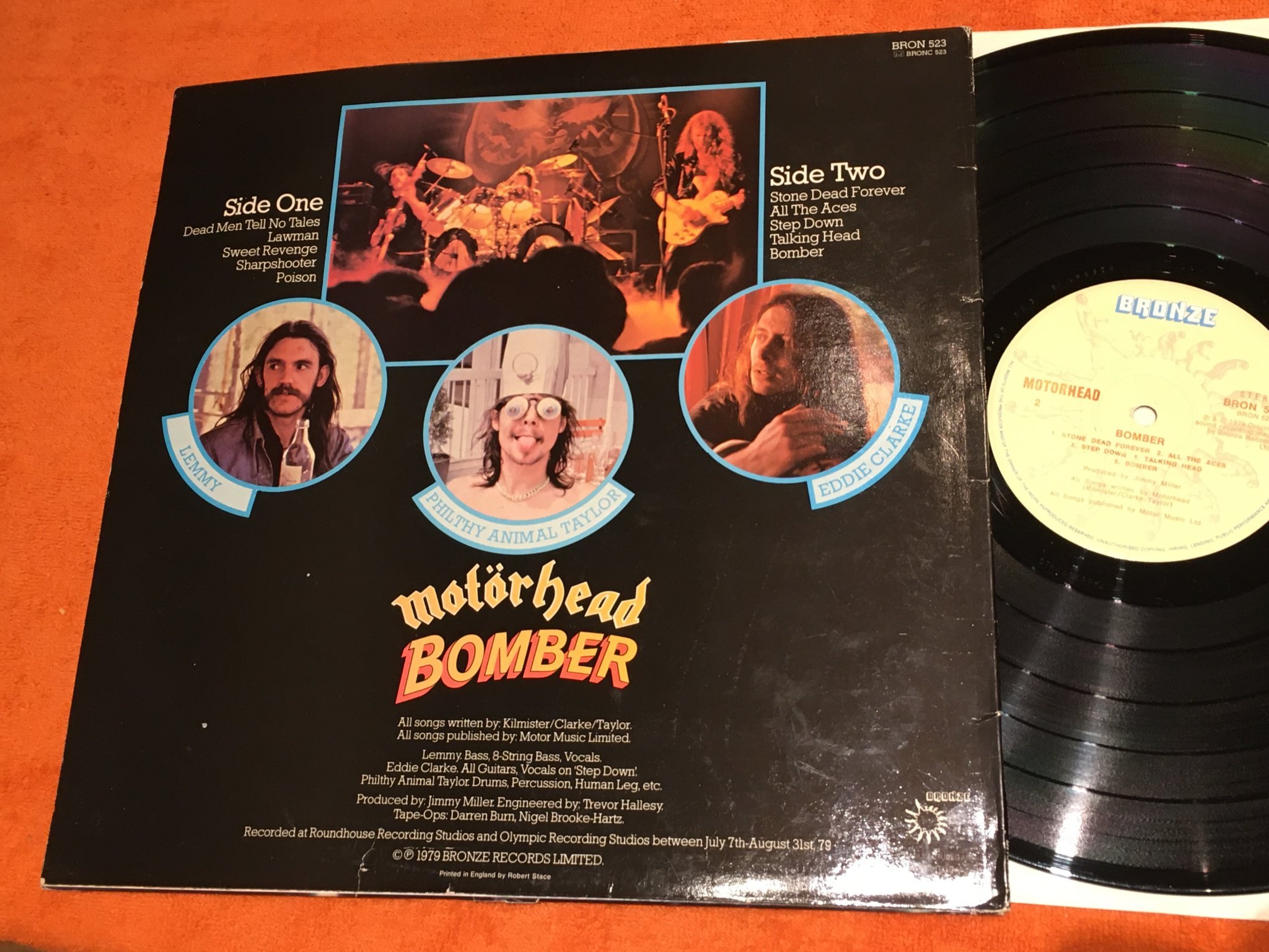 Omslagsbild för skivan MOTORHEAD bomber LP -79 UK BRONZE BRON 523