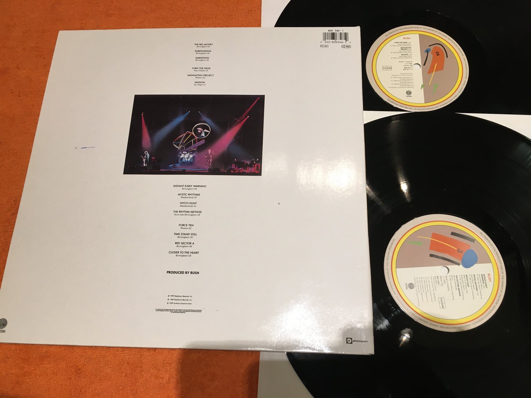 Omslagsbild för skivan RUSH a show of hands 2xLP -89 VERTIGO 836 348-1