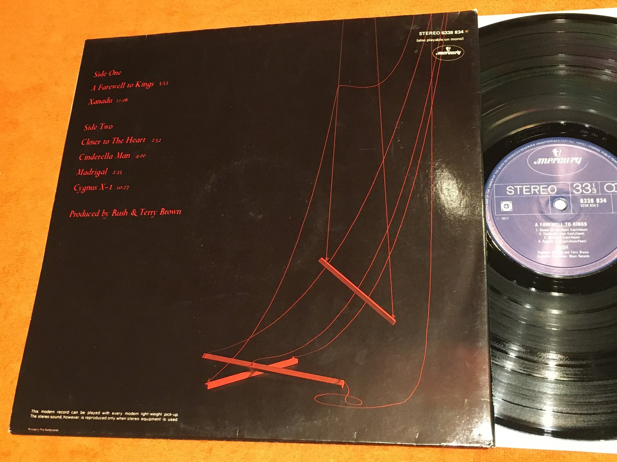 Omslagsbild för skivan RUSH a farewell to kings LP -77 MERCURY 6338 834