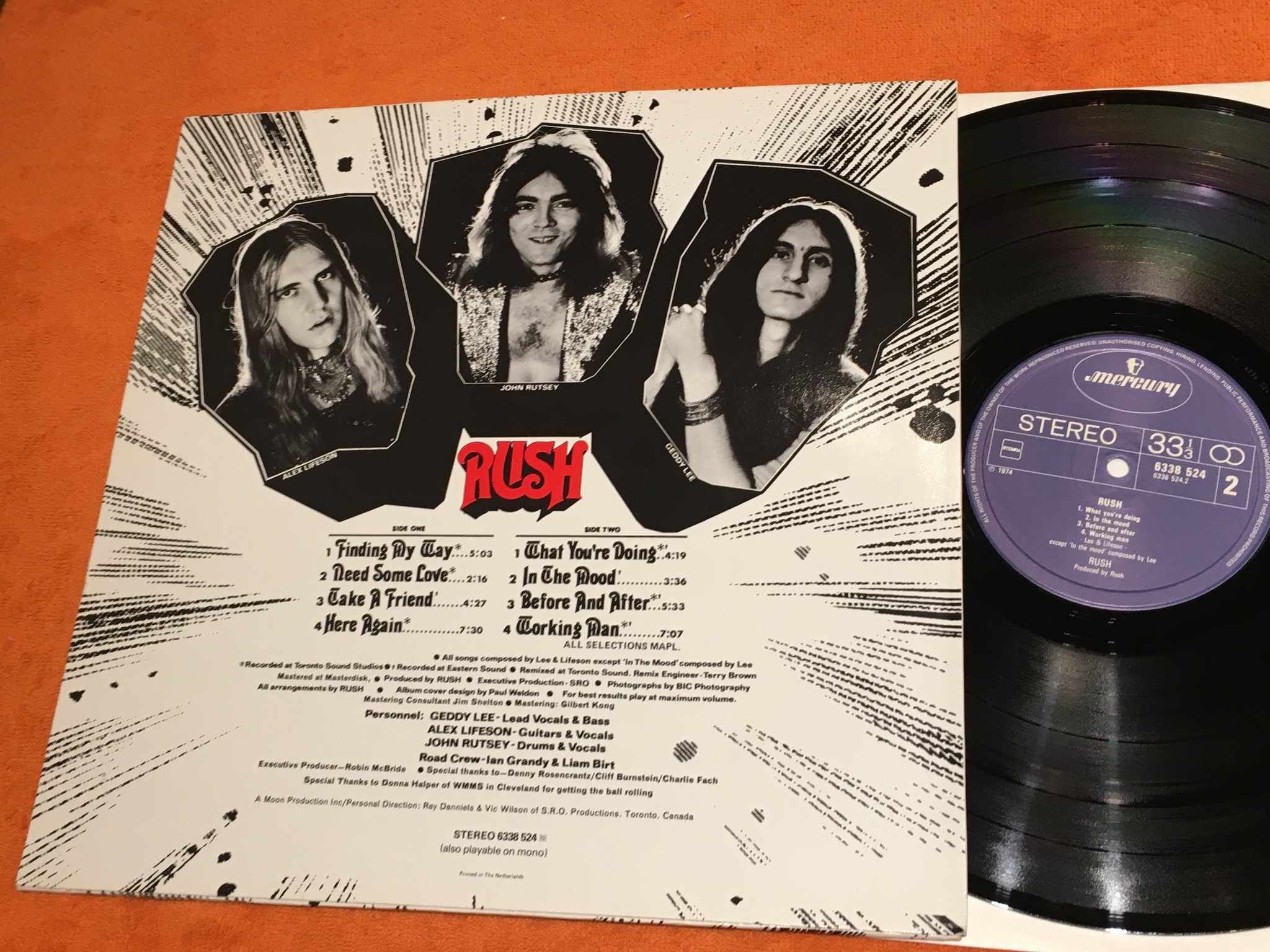 Omslagsbild för skivan RUSH s/t LP -74 Hol MERCURY 6338 524