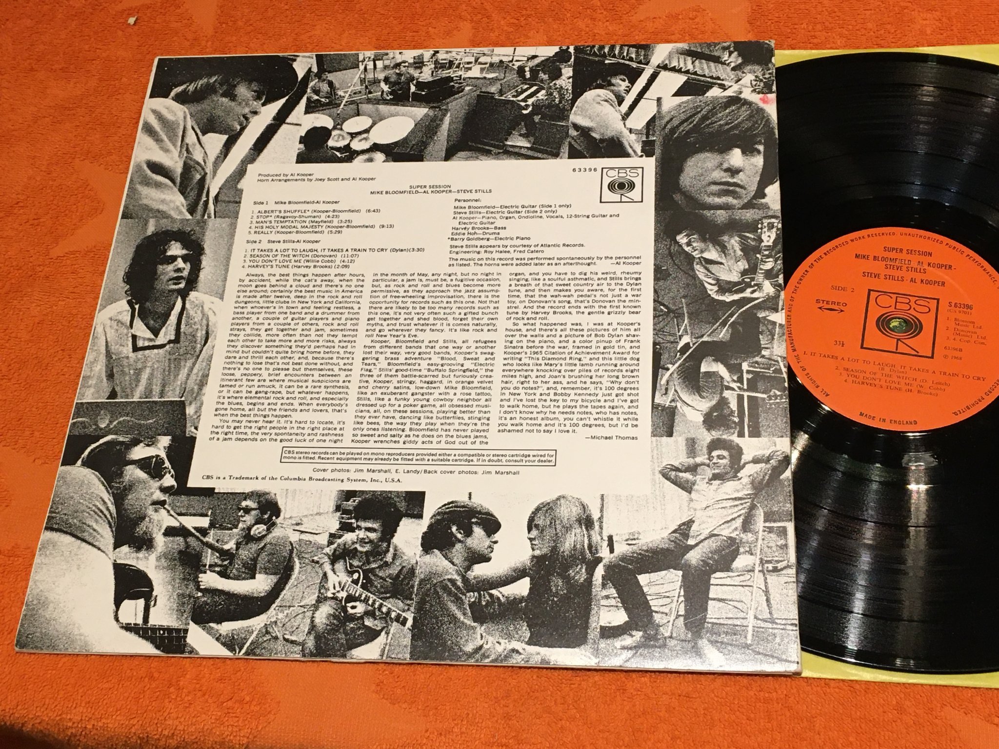 Omslagsbild för skivan BLOOMFIELD / KOOPER / STILLS super session LP -68 UK CBS S 63396