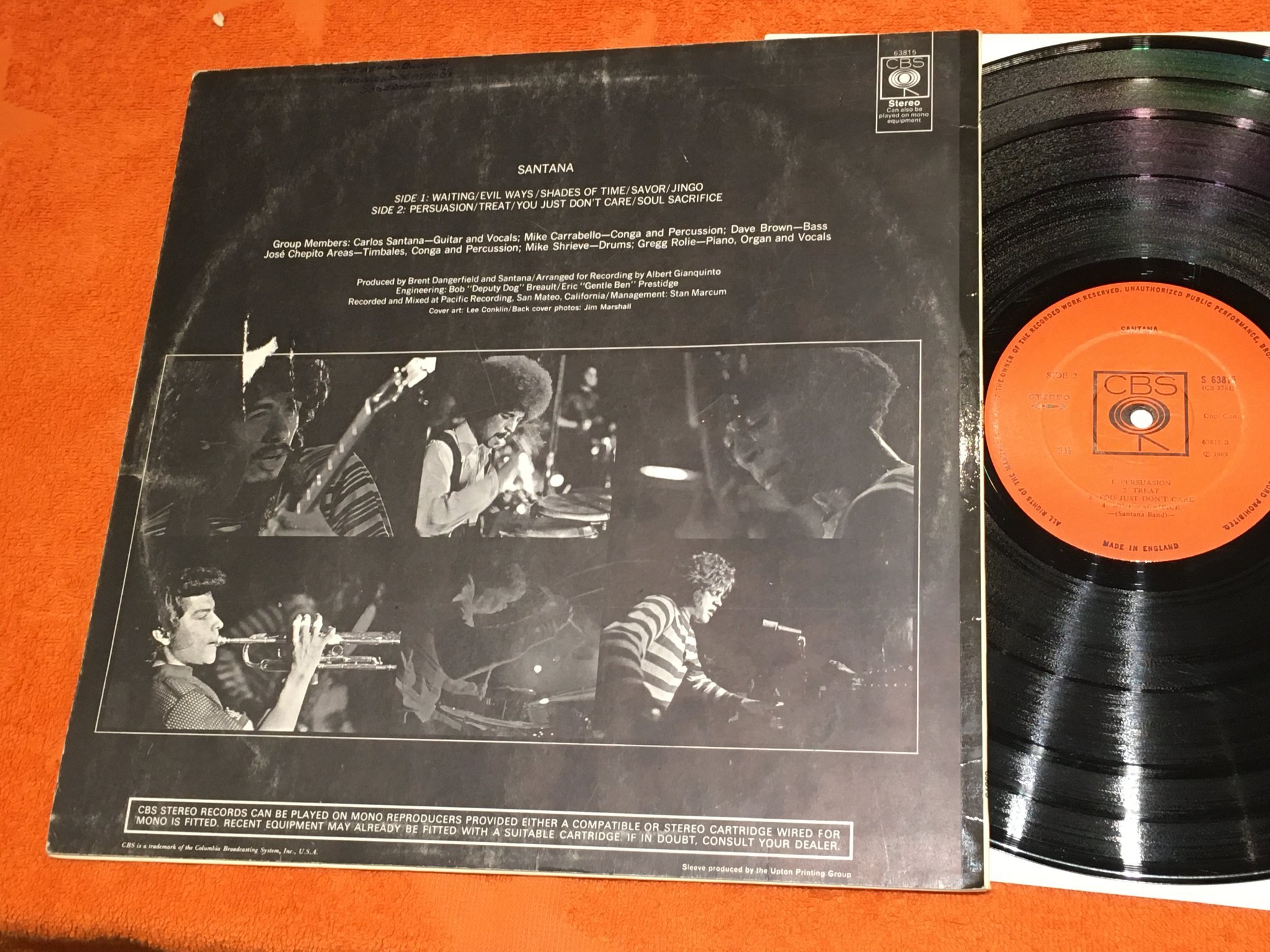 Omslagsbild för skivan SANTANA s/t LP -69 UK CBS S 63815
