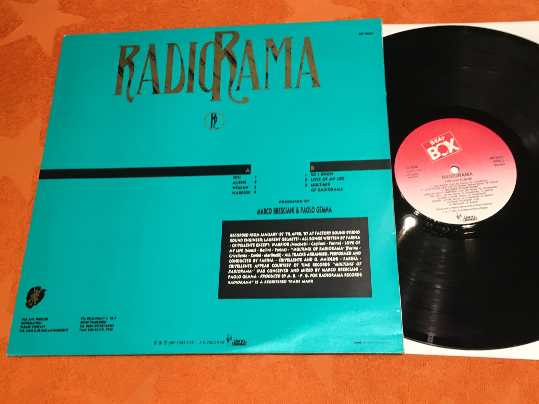 Omslagsbild för skivan RADIORAMA the 2nd album LP -87 BEAT BOX BB 9033 italo disco