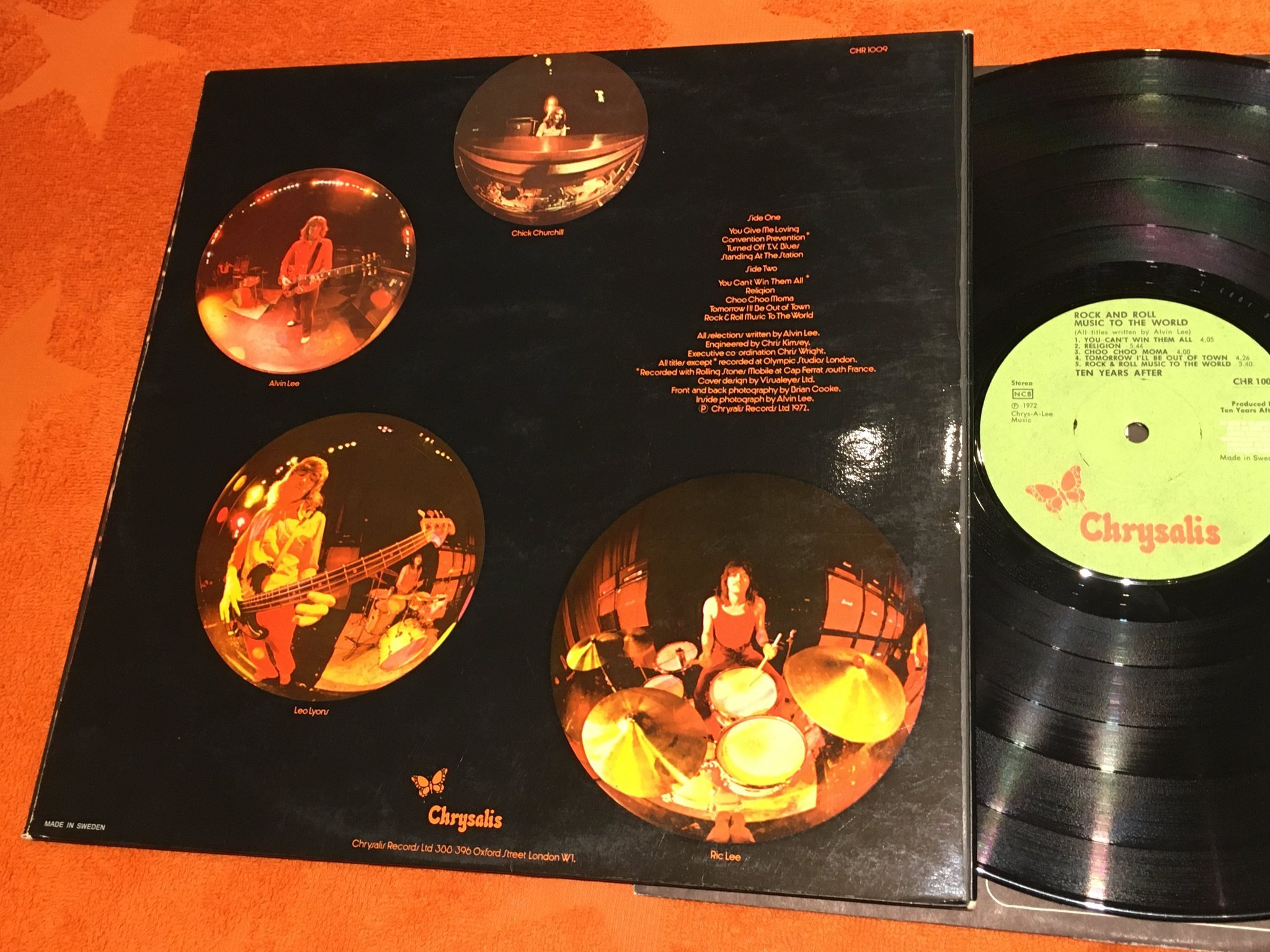 Omslagsbild för skivan TEN YEARS AFTER rock and roll music… LP -72 Swe CHRYSALIS CHR 1009