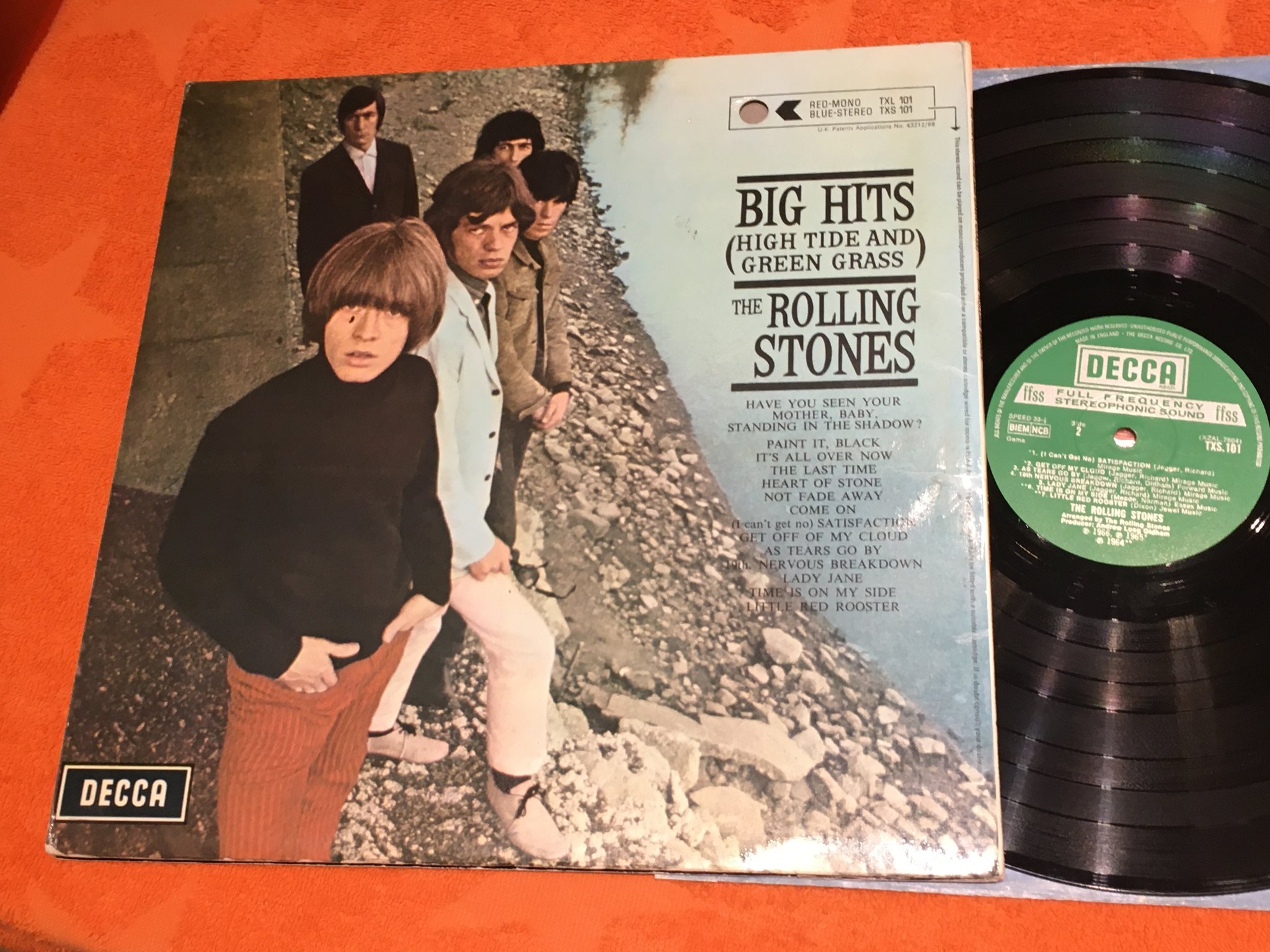 Omslagsbild för skivan ROLLING STONES big hits LP UK DECCA TXS 101