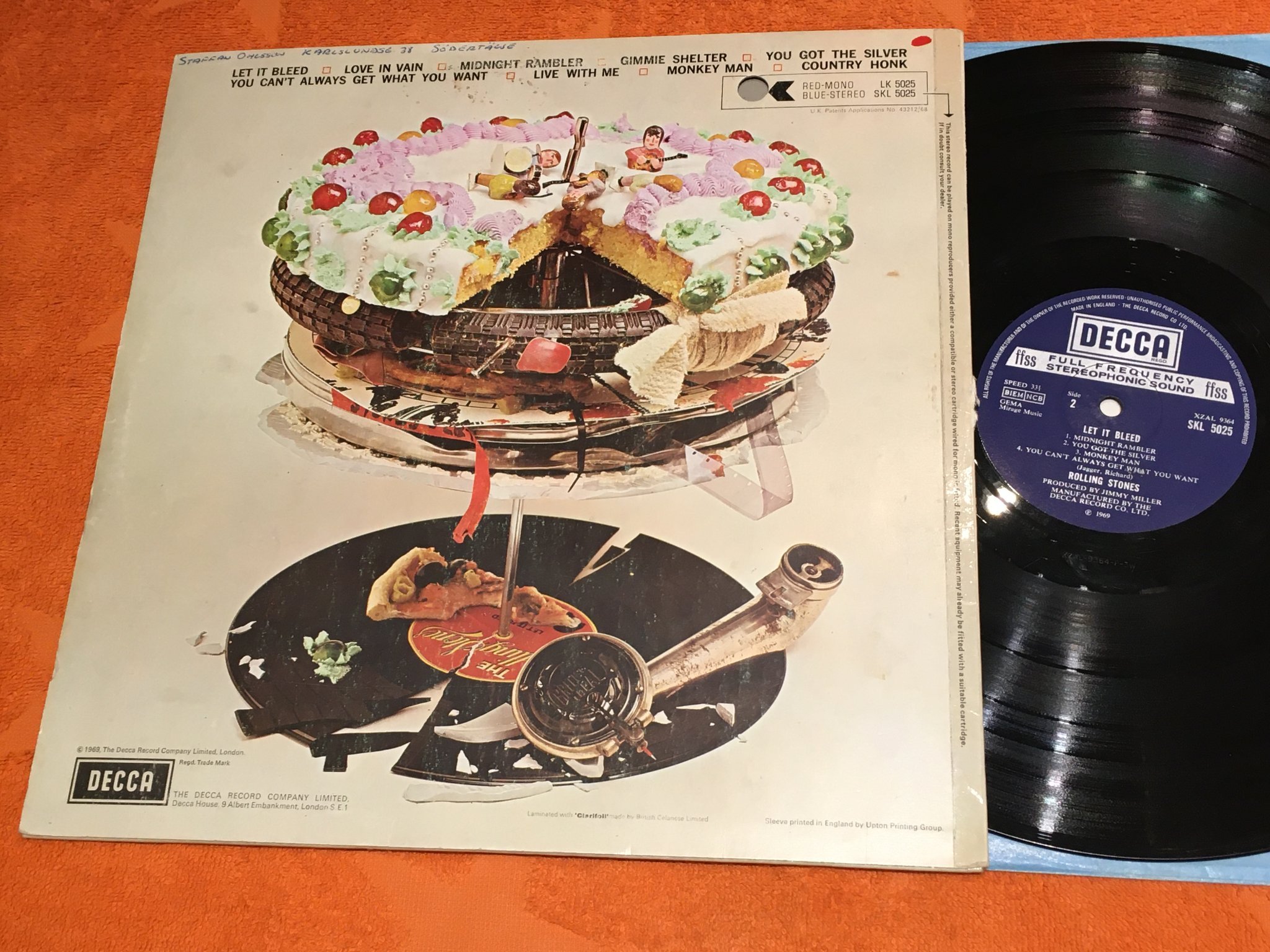 Omslagsbild för skivan ROLLING STONES let it bleed LP UK DECCA SKL 5025