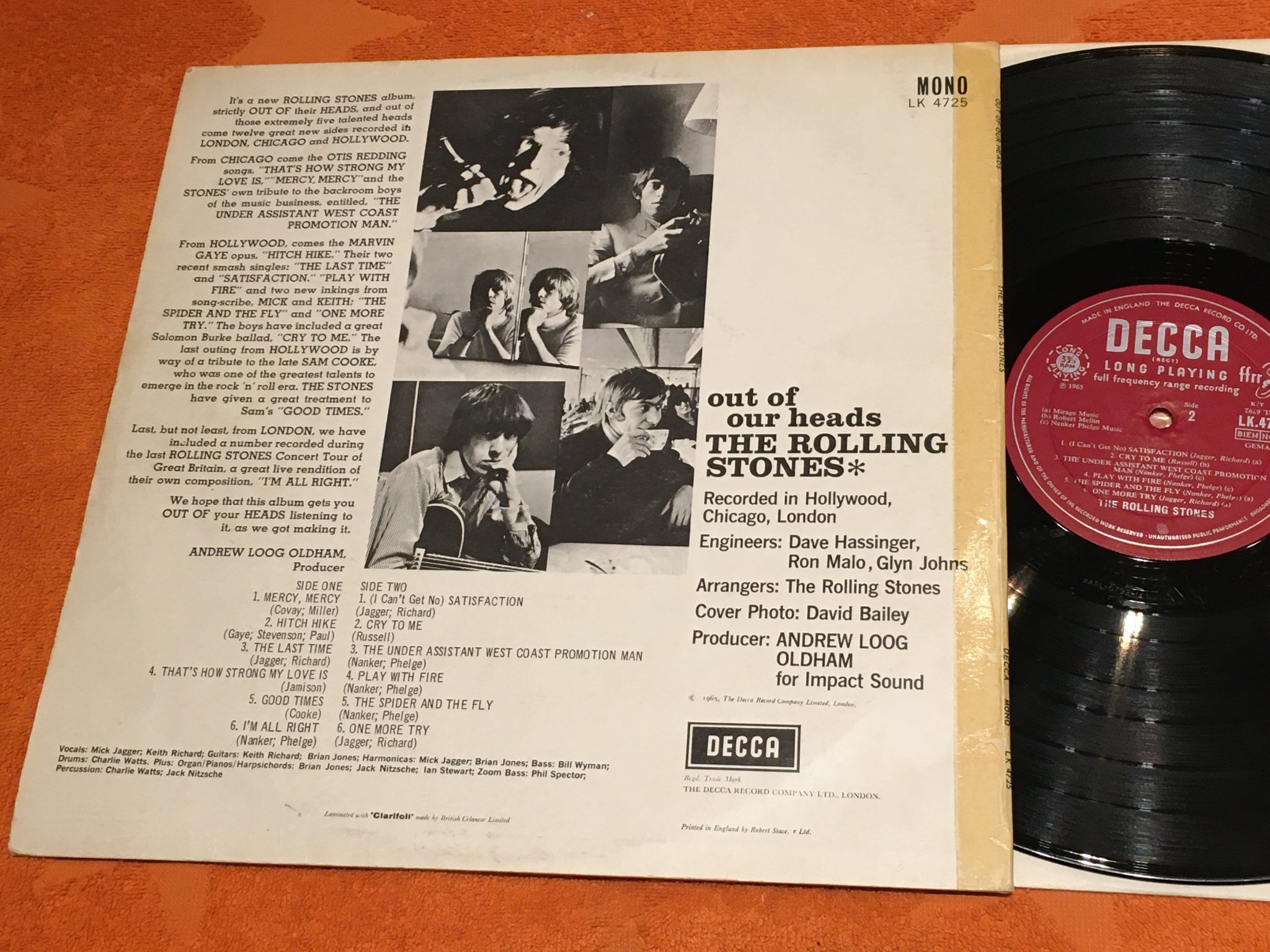 Omslagsbild för skivan ROLLING STONES out of our heads LP UK DECCA LK 4725