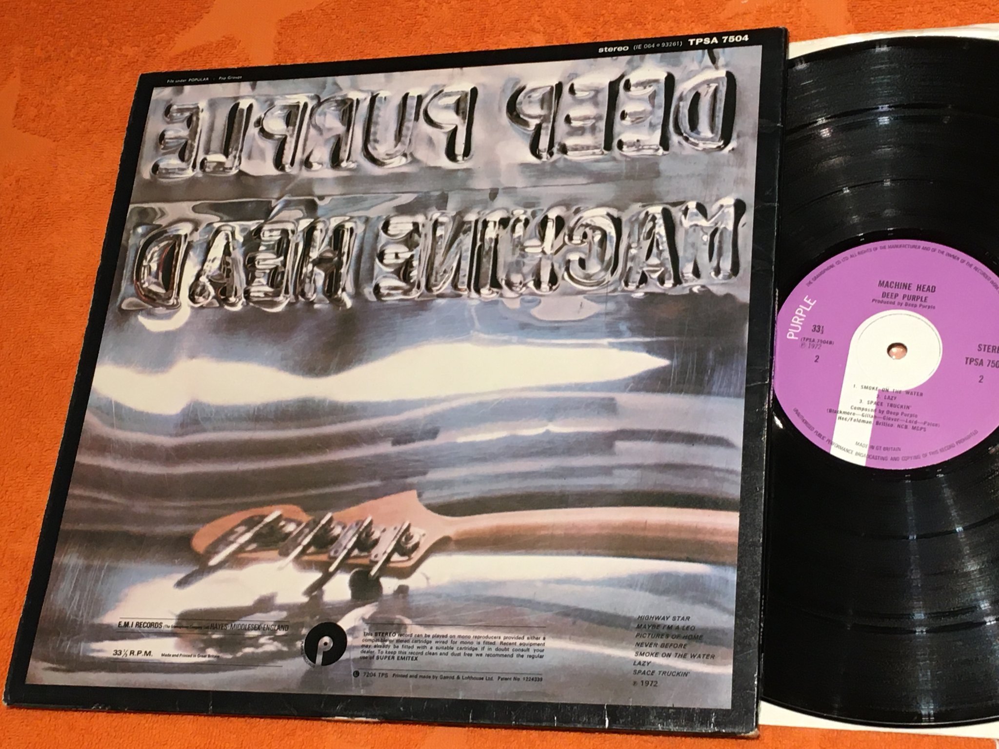 Omslagsbild för skivan DEEP PURPLE  machine head LP -72 UK PURPLE TPSA 7504