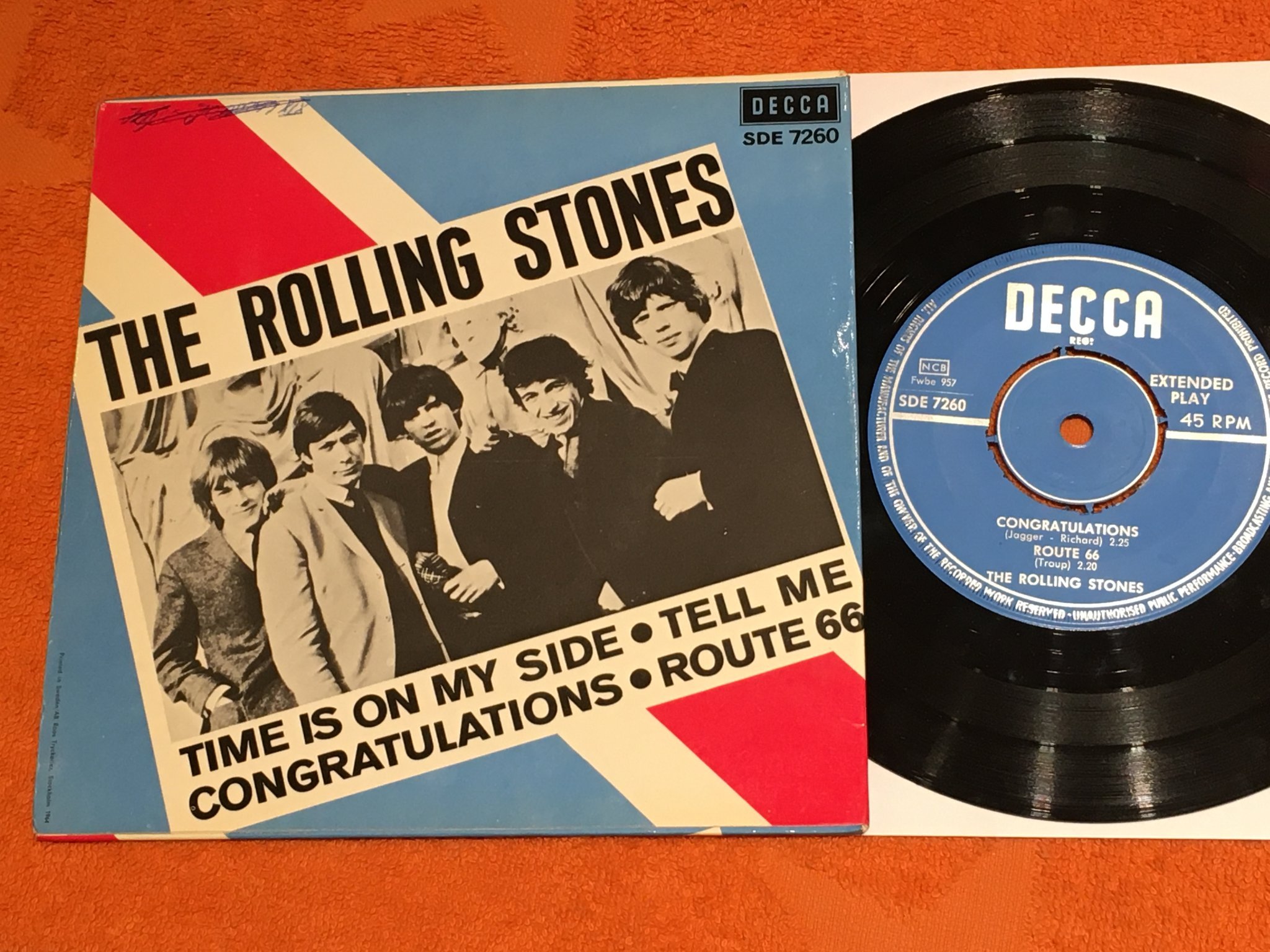 Omslagsbild för skivan THE ROLLING STONES congratulations 7”ep DECCA SDE 7260