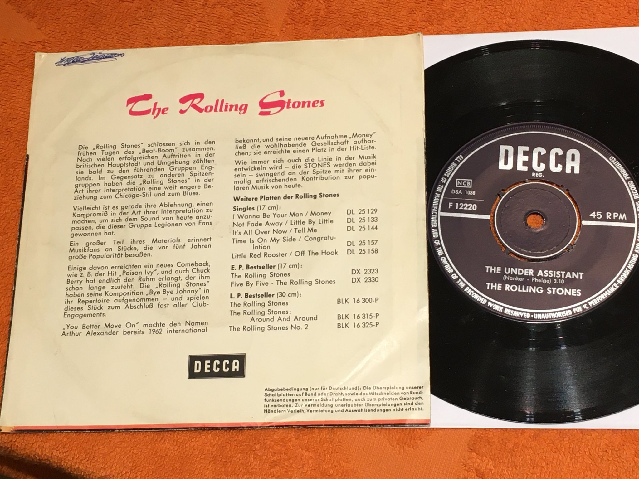 Omslagsbild för skivan THE ROLLING STONES I can’t get no, satisfaction 7” DECCA F 12220