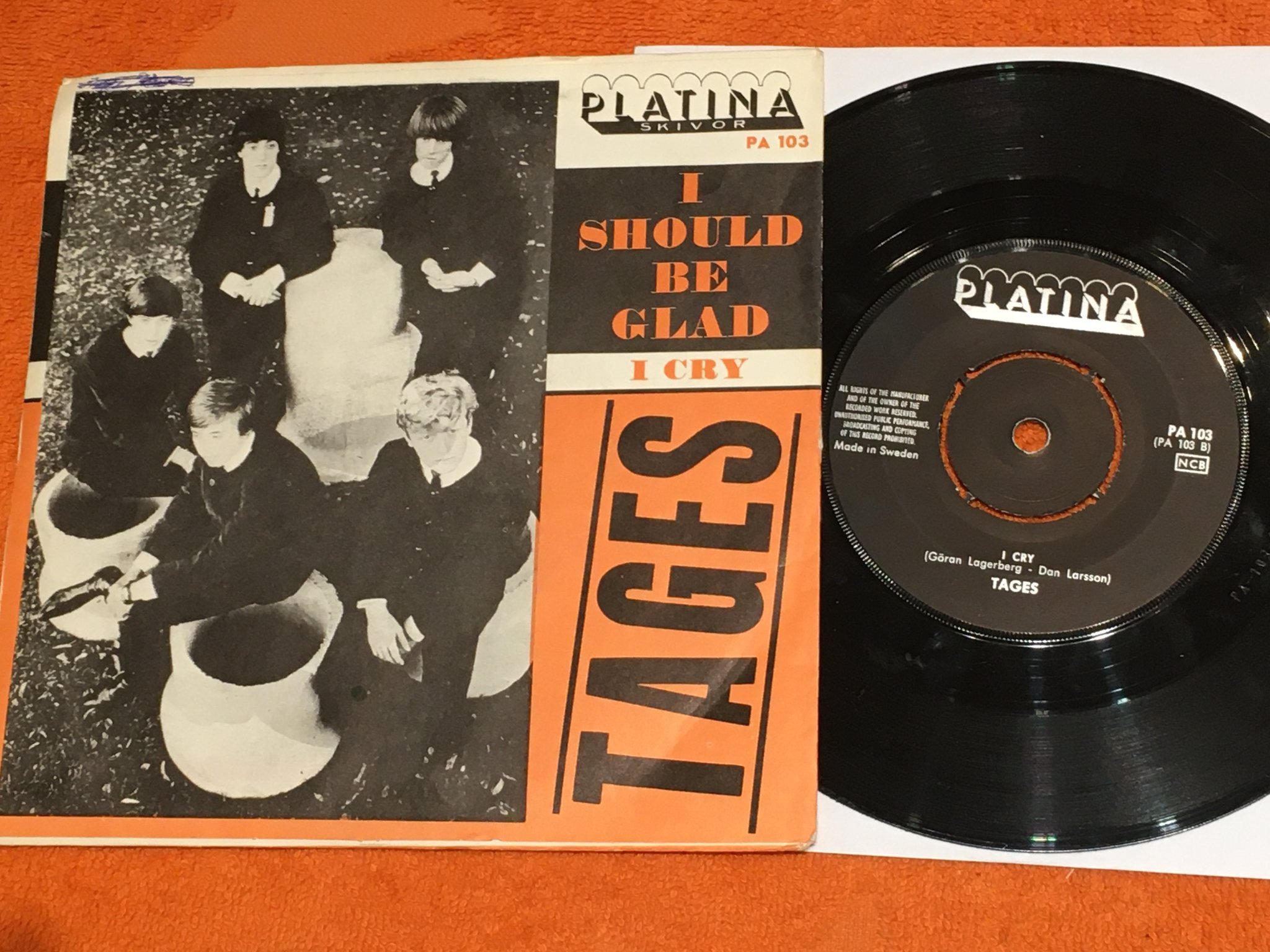 Omslagsbild för skivan TAGES I should be glad 7” PLATINA PA 103