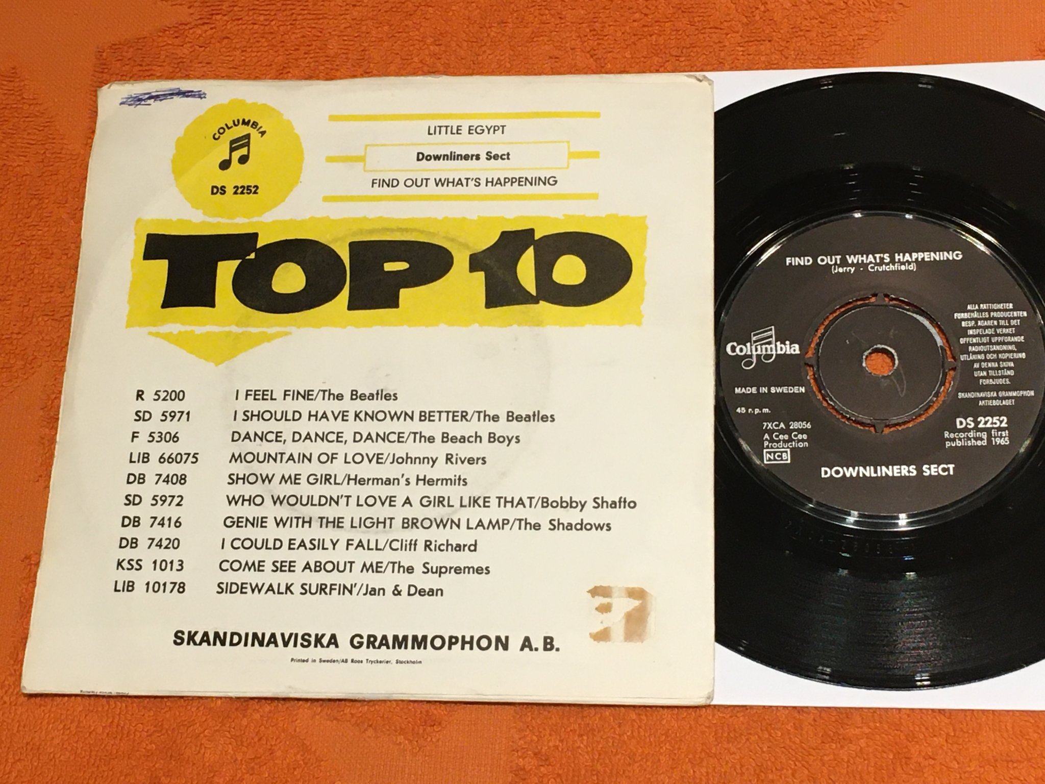 Omslagsbild för skivan DOWNLINERS SECT little Egypt 7”single  Swe COLUMBIA DS 2252