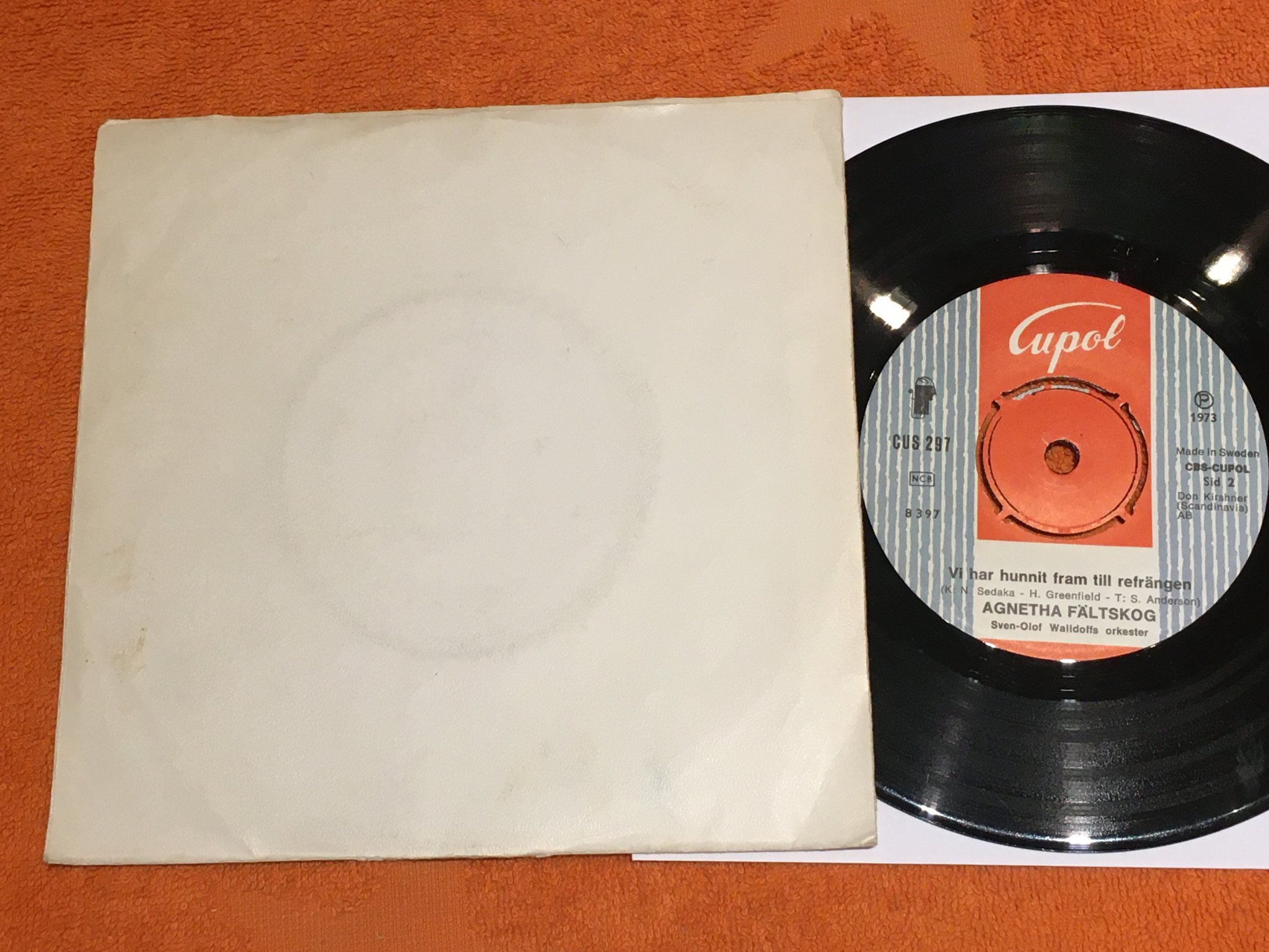 Omslagsbild för skivan AGNETHA FÄLTSKOG en sång om sorg och glädje 7” Swe CUPOL CS 297