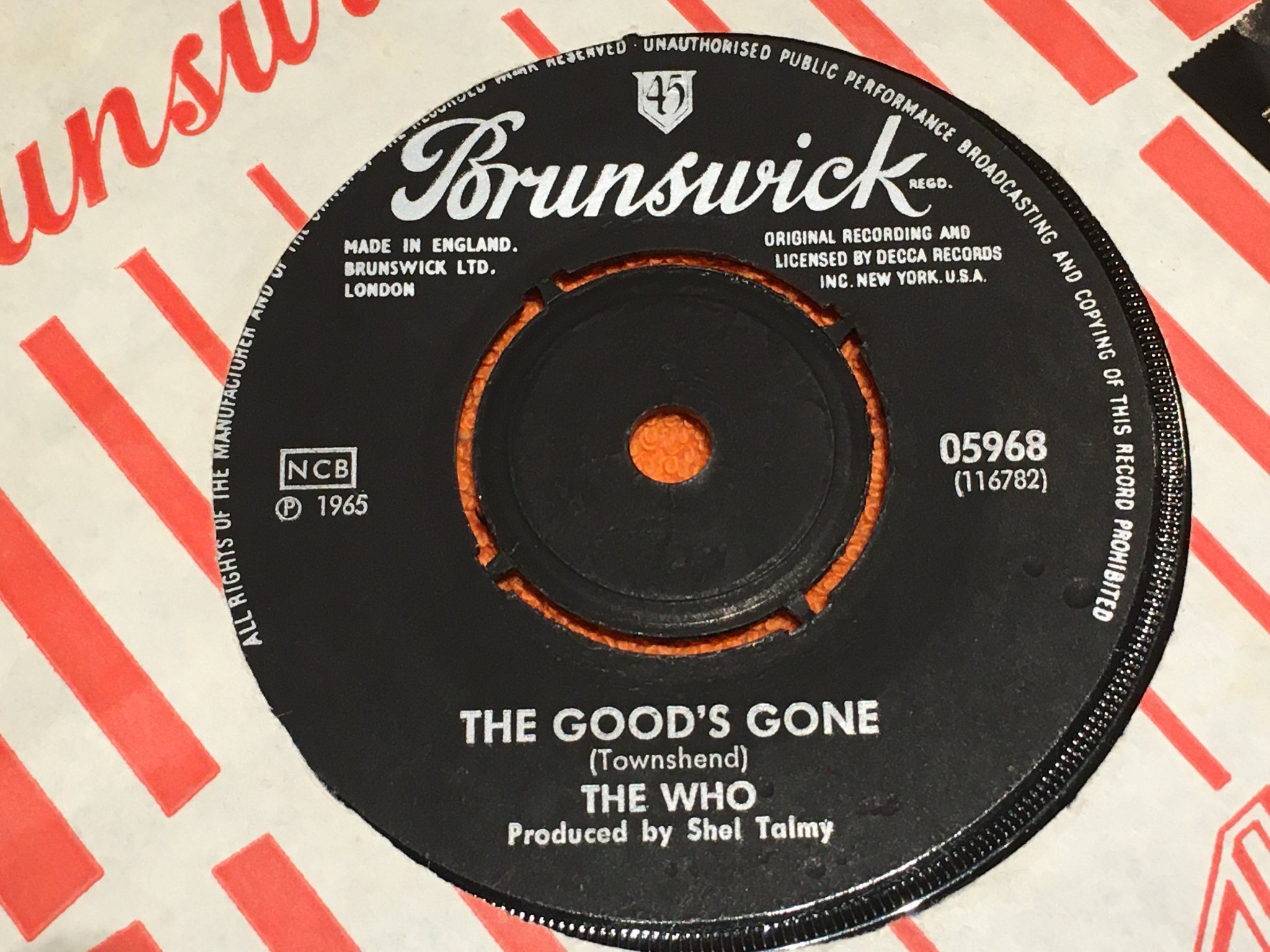 Omslagsbild för skivan THE WHO la la la lies 7” -65 Swe BRUSNWICK 05968