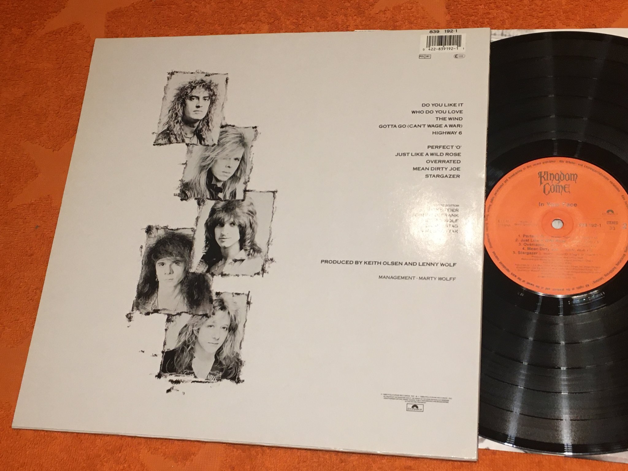 Omslagsbild för skivan KINGDOME COME in your face LP -89 POLYDOR 839 192-1