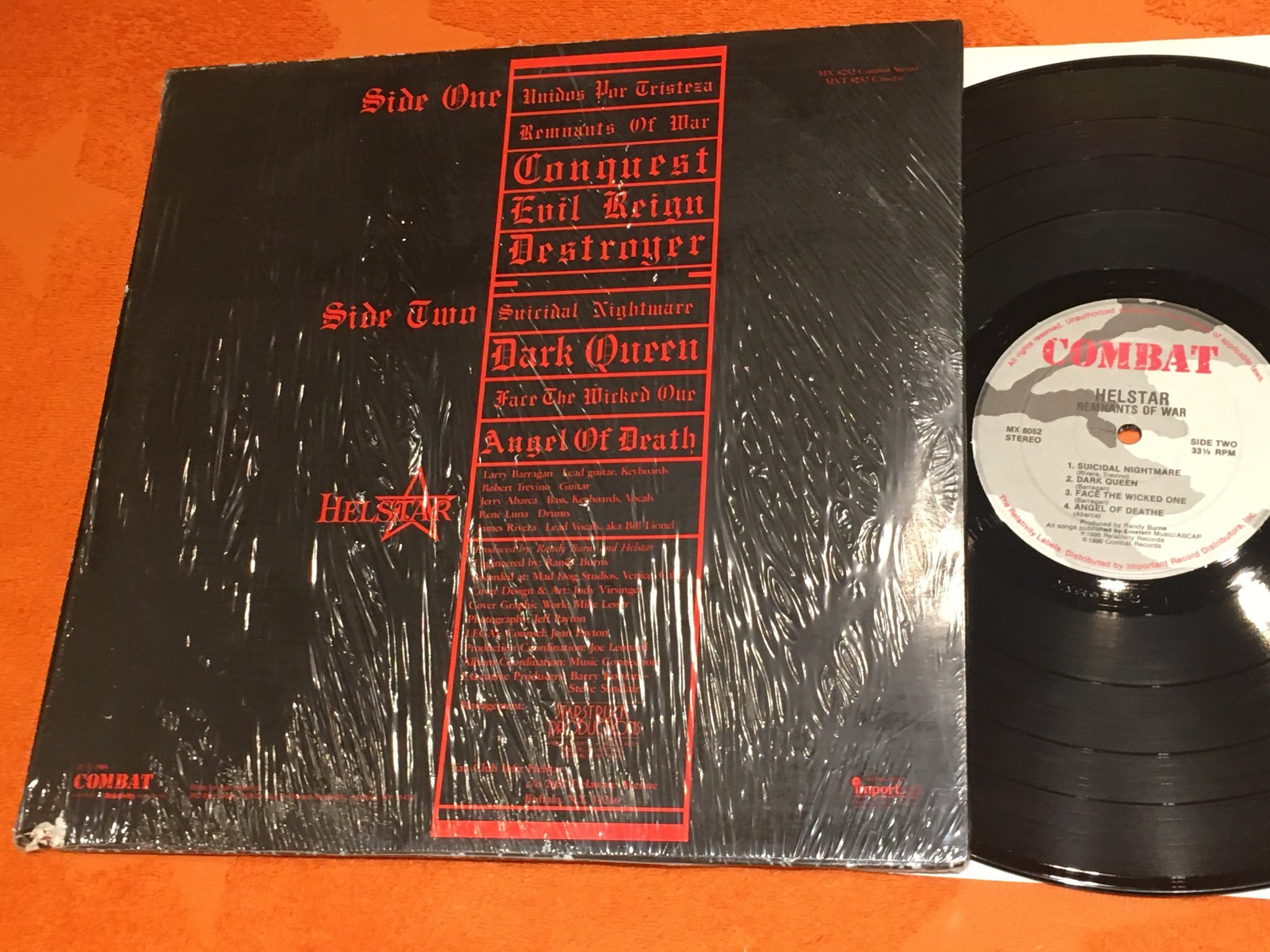 Omslagsbild för skivan HELSTAR remnants of war LP -86 UK combat MX 8052