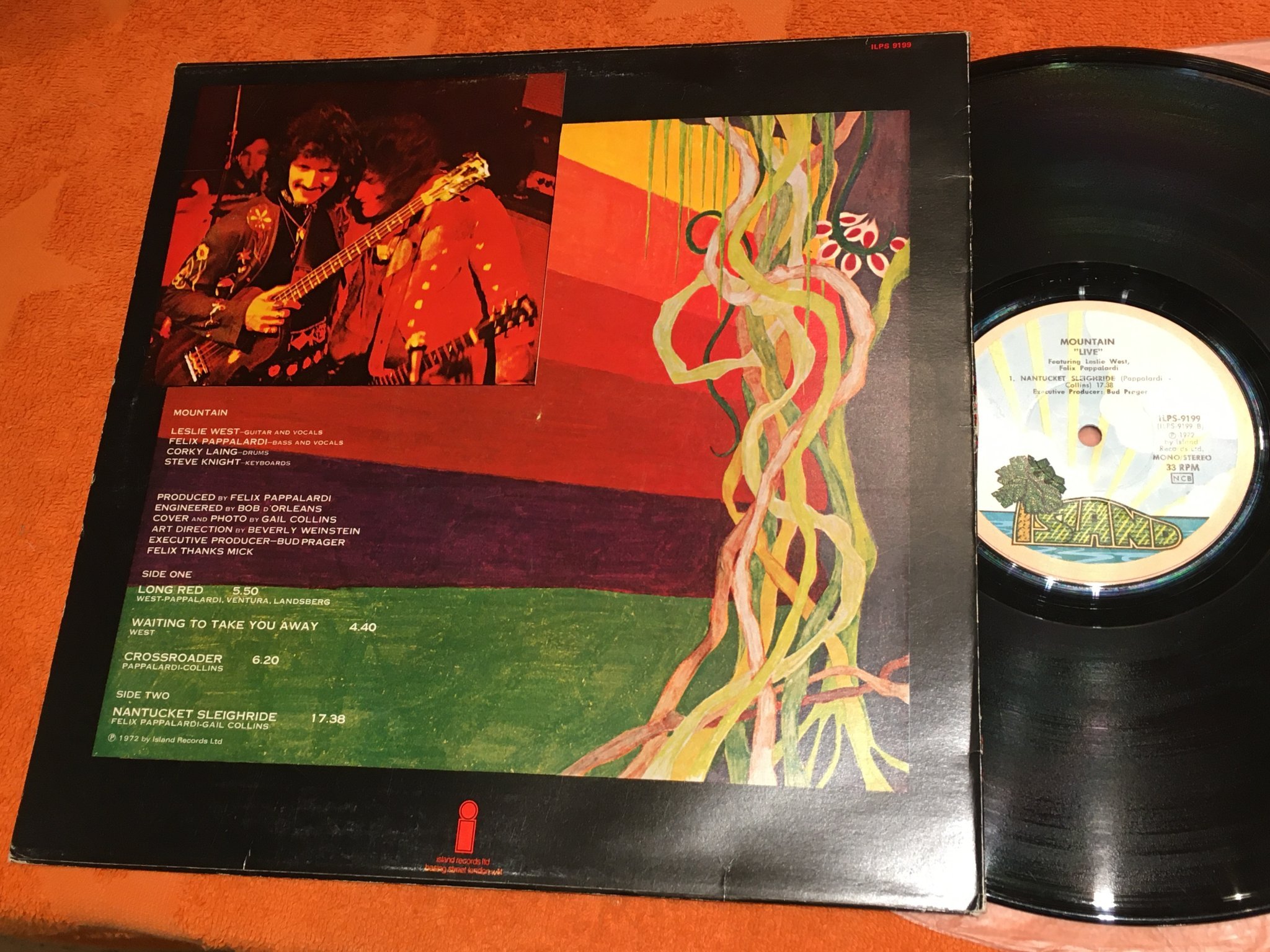 Omslagsbild för skivan MOUNTAIN live LP -72 Swe ISLAND ILPS 9199