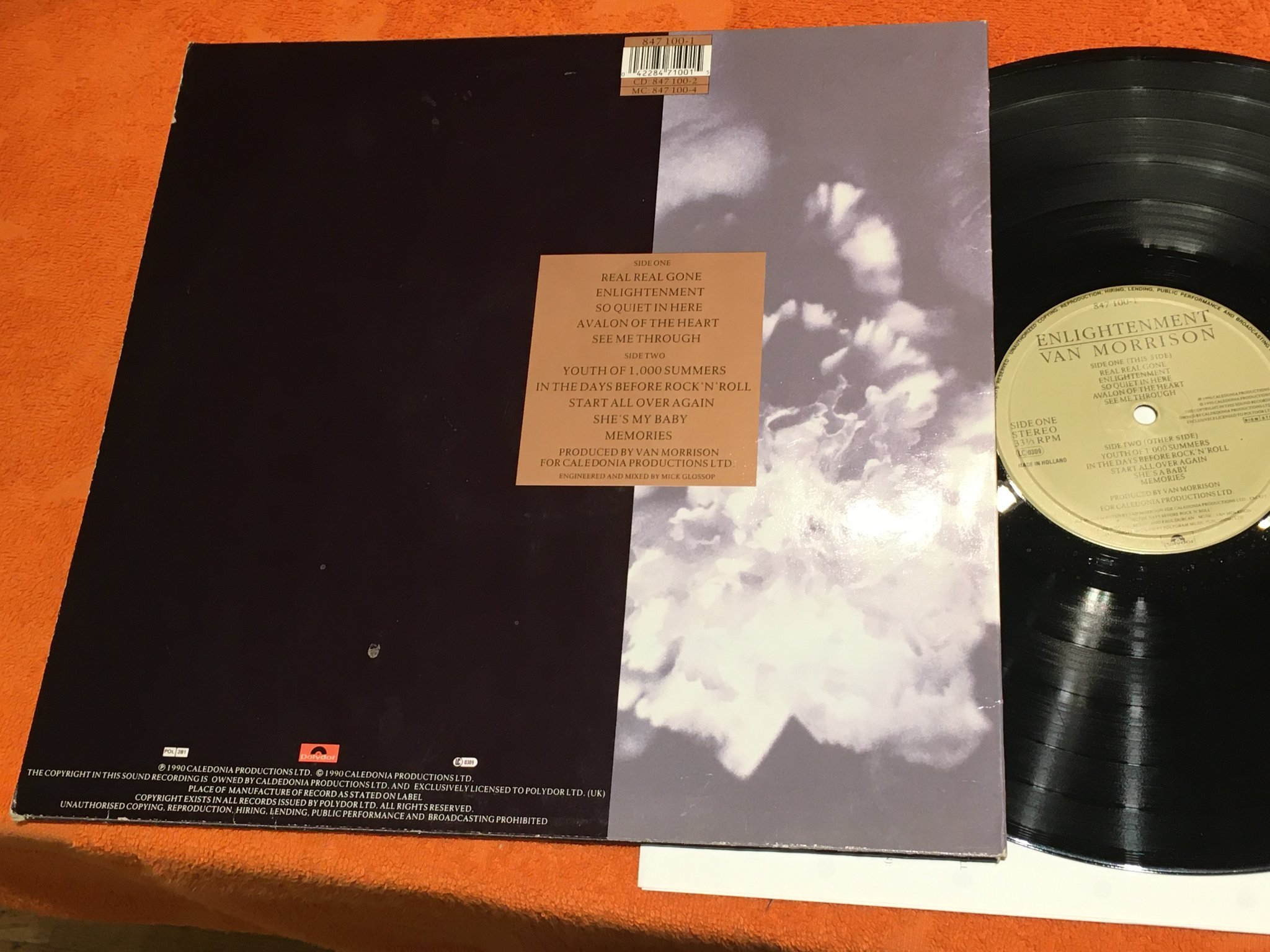 Omslagsbild för skivan VAN MORRISON Enlightenment LP -90 POLYDOR 847 100-1