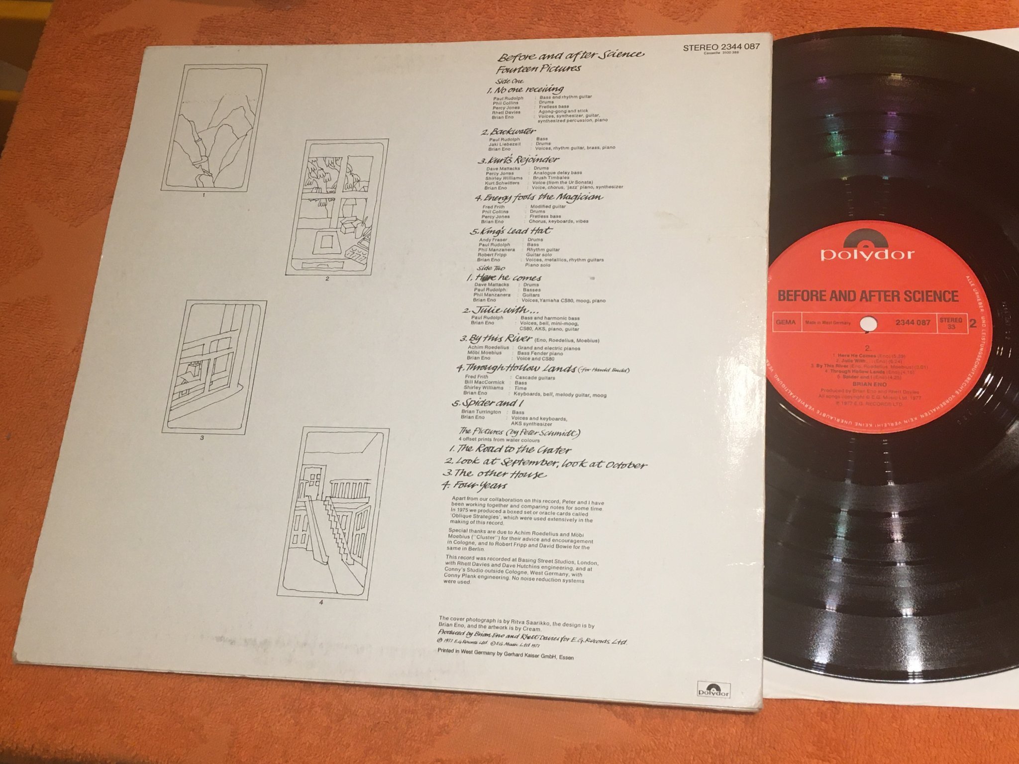 Omslagsbild för skivan BRIAN ENO before and after science LP -77 Ger POLYDOR 2344087 w/ art prints