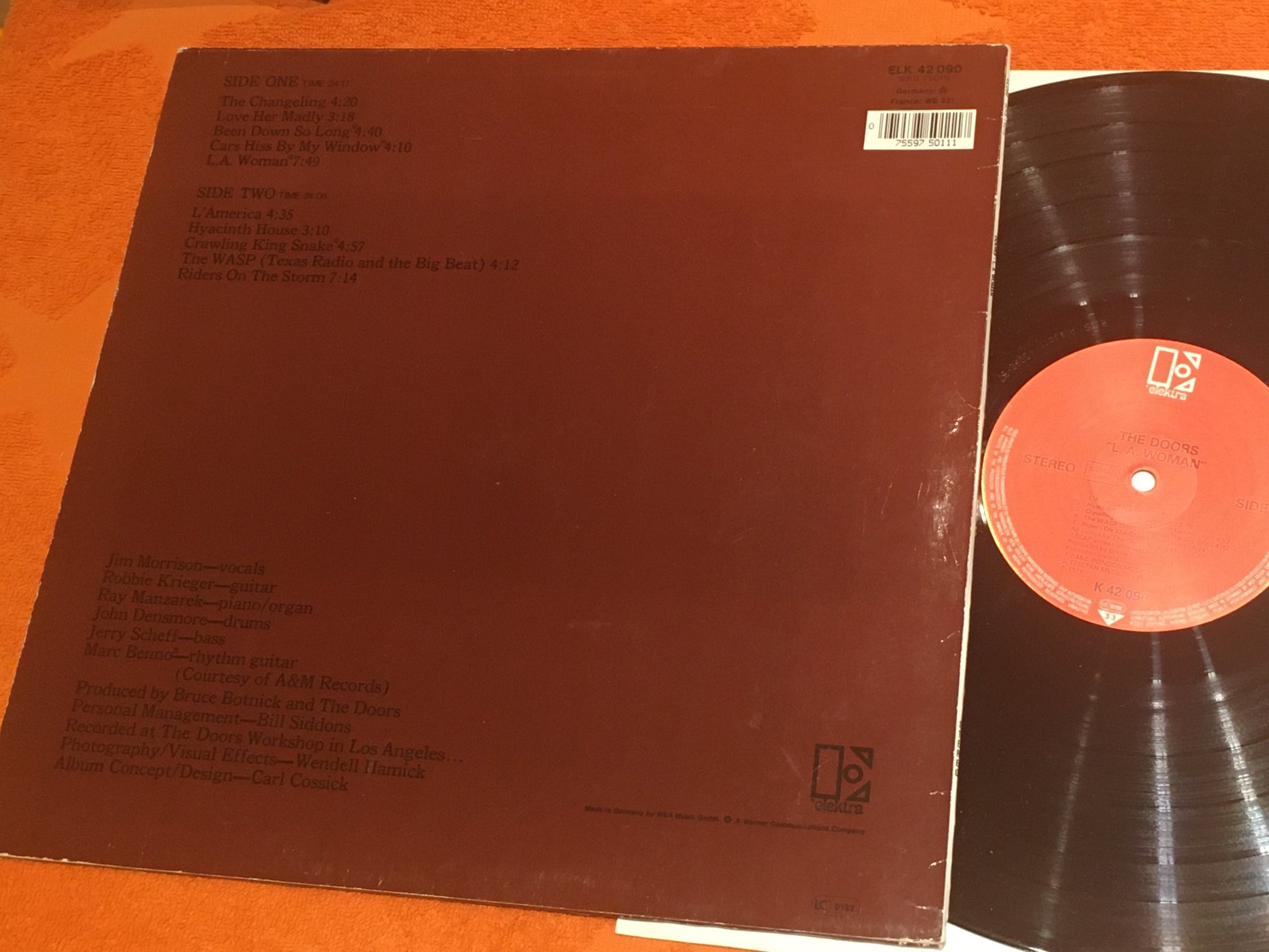 Omslagsbild för skivan THE DOORS L.A. woman LP -71/79 ELEKTRA ELK 42 090