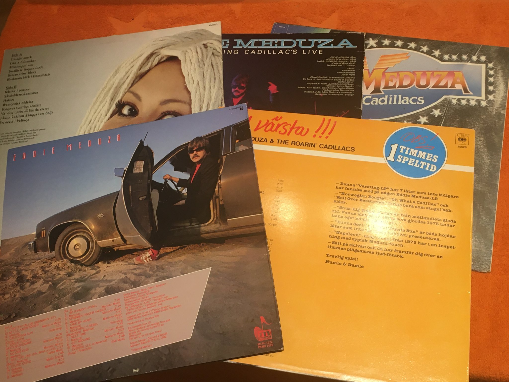 Omslagsbild för skivan 5 st LP med EDDIE MEDUZA EPA TRAKTOR raggare CRUSING kult