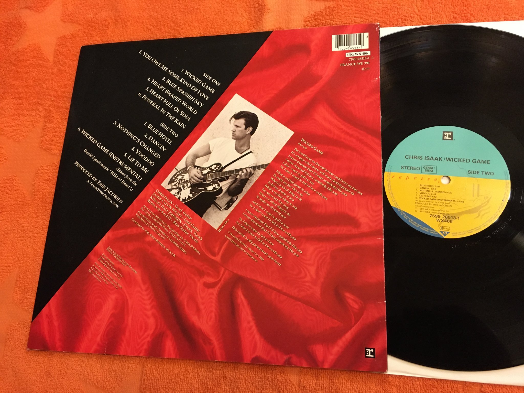 Omslagsbild för skivan CHRIS ISAAK wicked game LP 1991 REPRISE 7599-26513-1