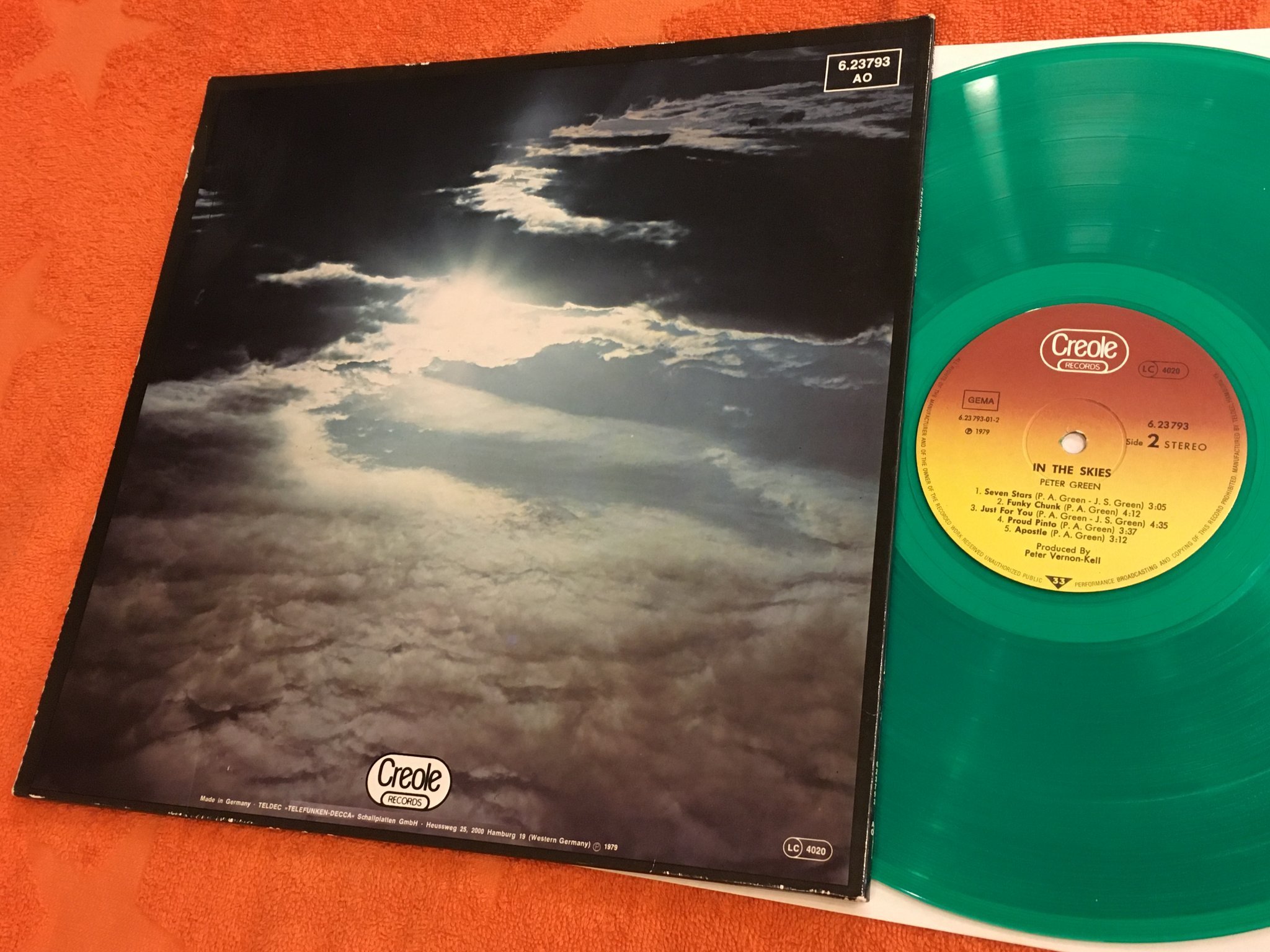 Omslagsbild för skivan PETER GREEN in the skies LP -79 CREOLE 6.23793