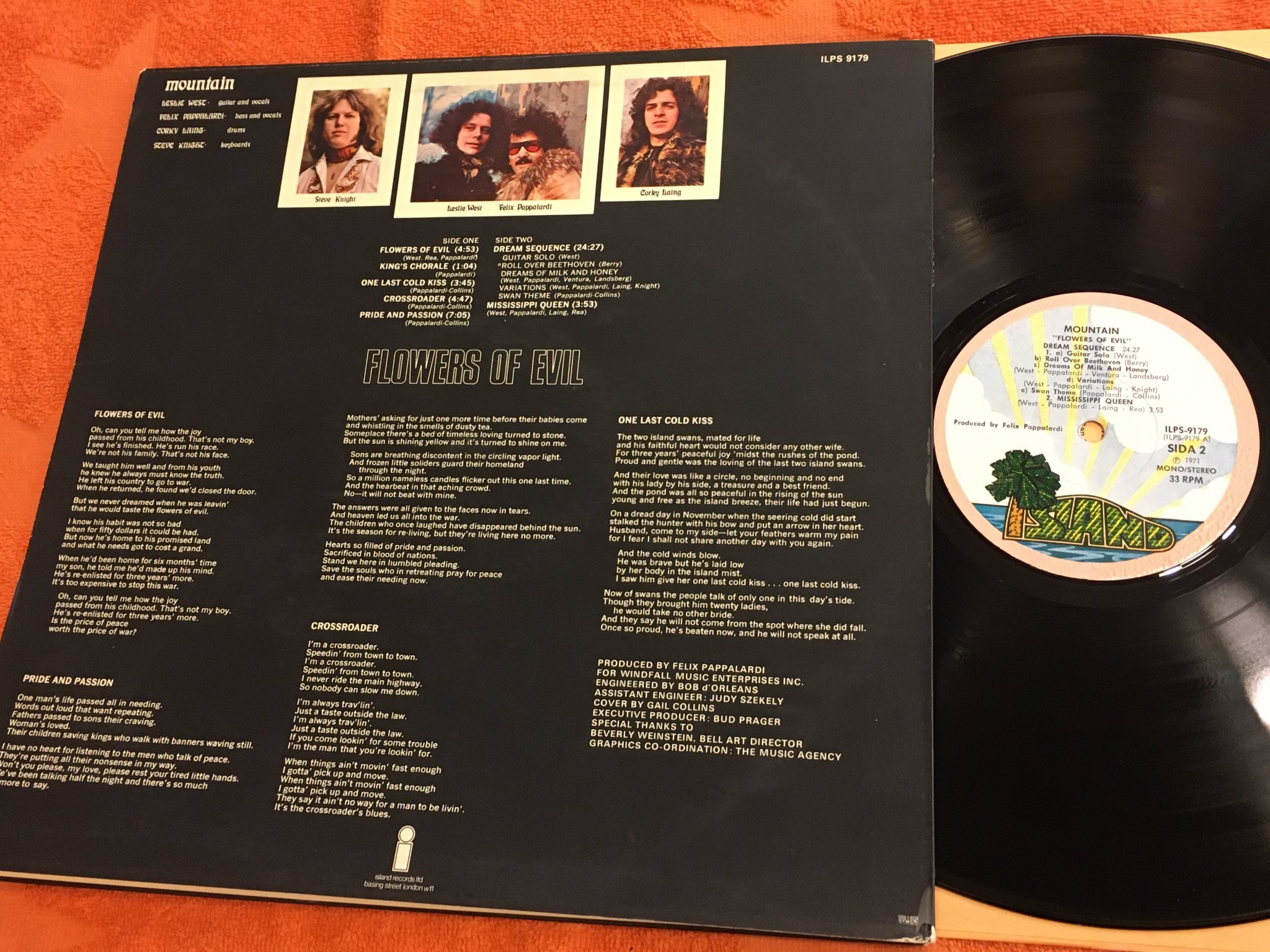 Omslagsbild för skivan MOUNTAIN flowers of evil LP -71 ISLAND ILPS 9179