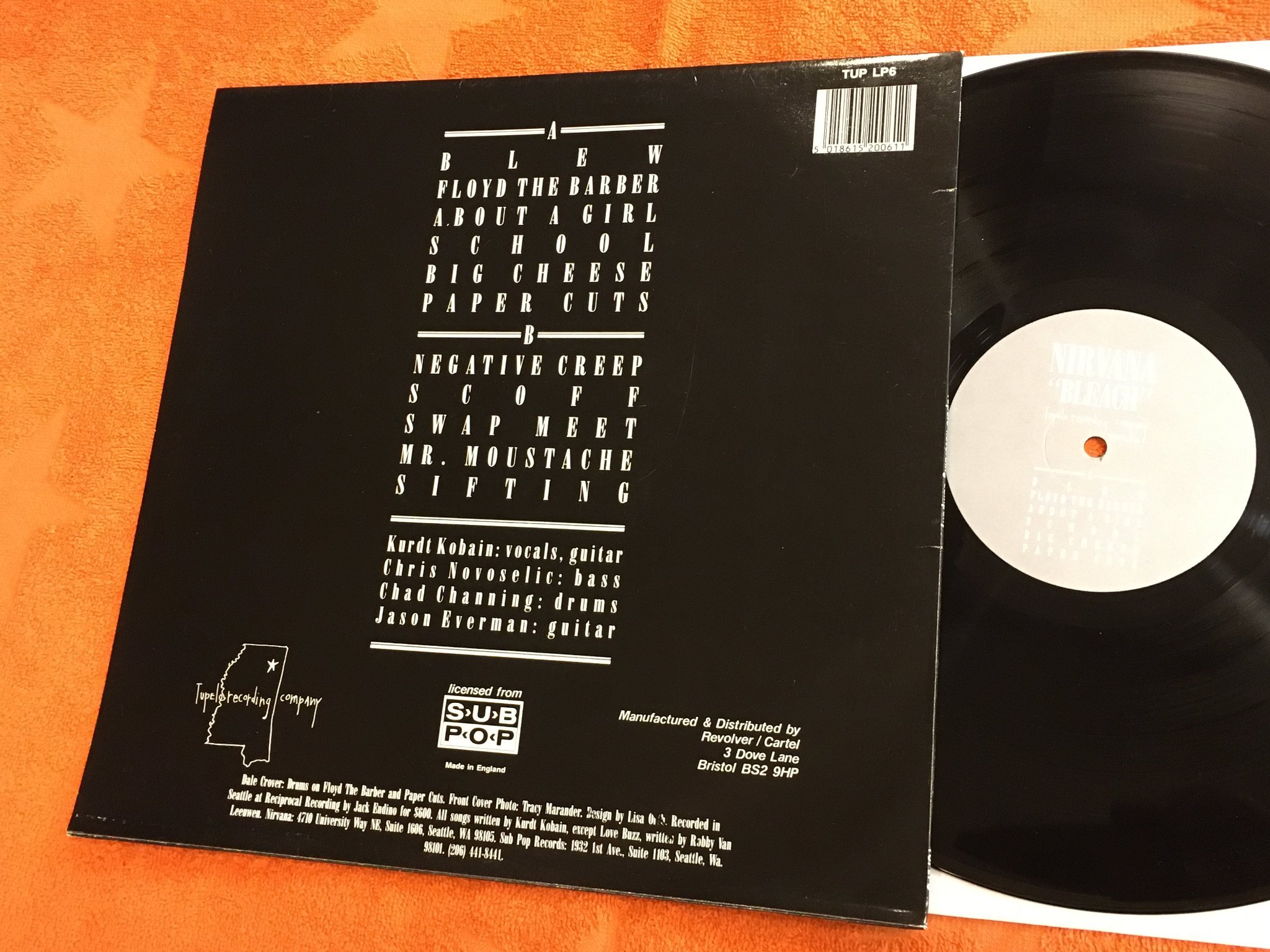 Omslagsbild för skivan NIRVANA bleach LP -89 UK TUPELO TUP LP6 "MPO" in deadwax RARE