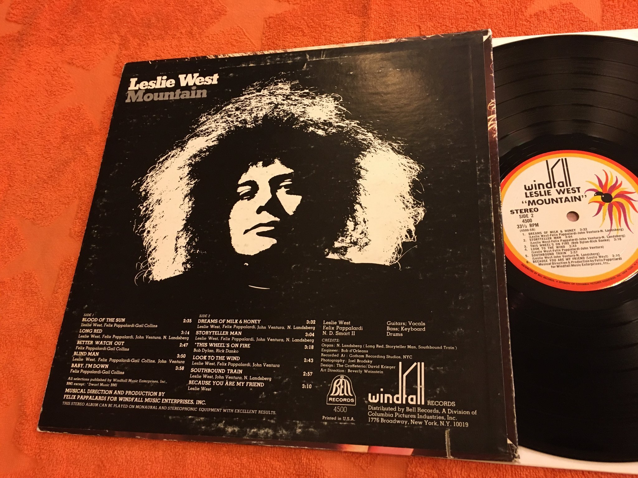 Omslagsbild för skivan LESLIE WEST mountain LP -69 WINDFALL 4500