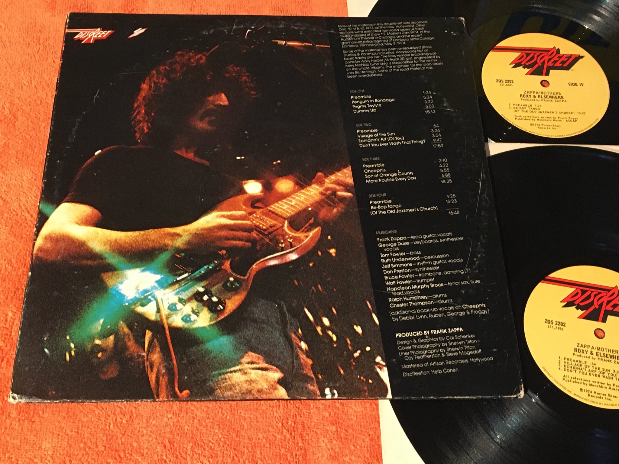 Omslagsbild för skivan ZAPPA / MOTHERS Roxy & Elsewhere 2xLP -74 US DISCREET 2DS 2202 