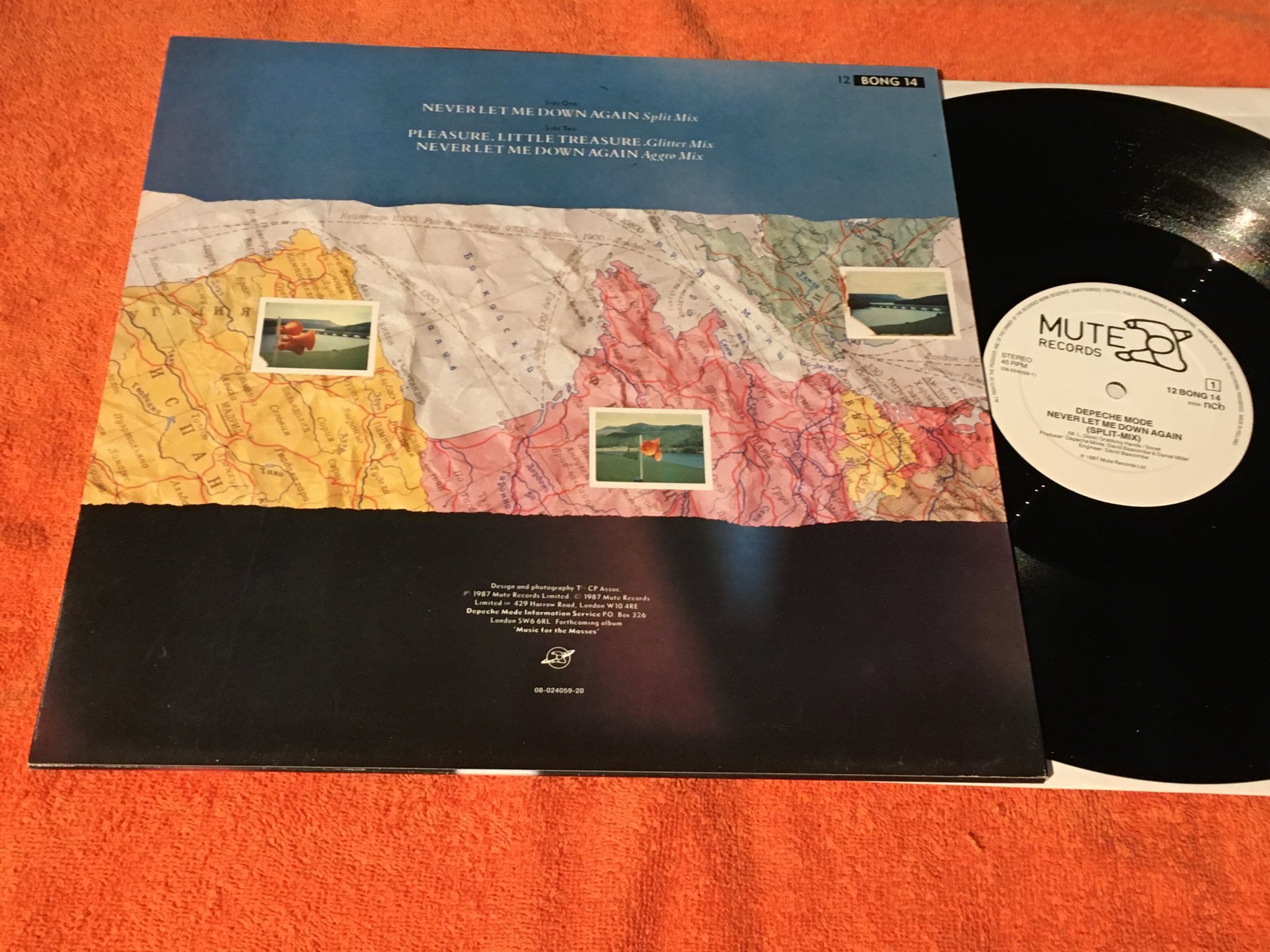 Omslagsbild för skivan DEPECHE MODE never let me down again (split-mix) 12”single -87 MUTE  12BONG14