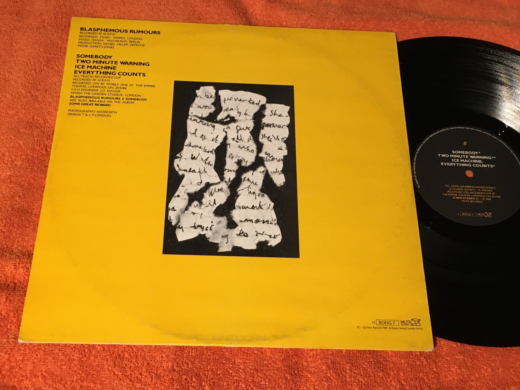 Omslagsbild för skivan DEPECHE MODE blasphemous rumors 12”single -84 MUTE 12BONG7