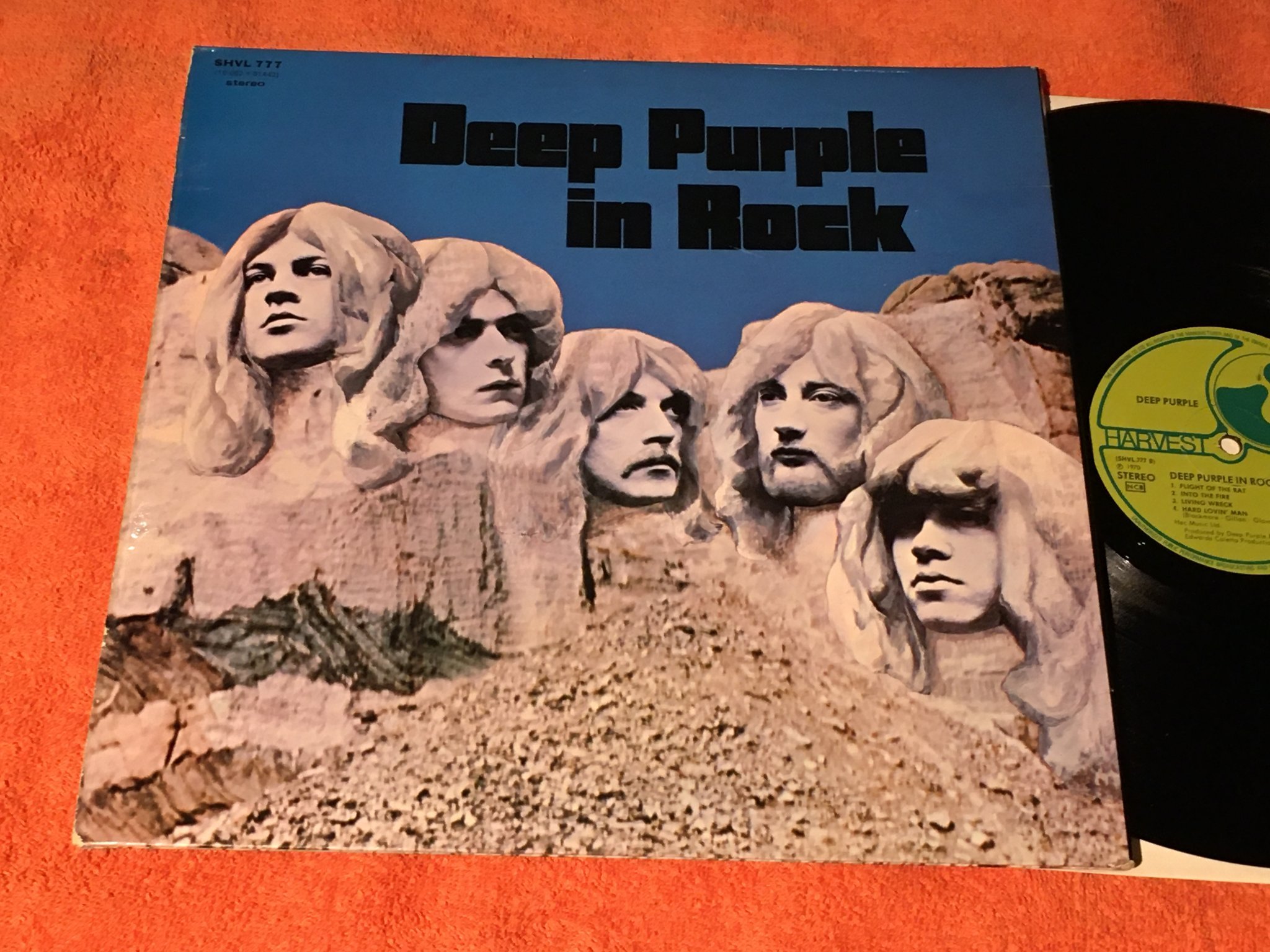 Omslagsbild för skivan DEEP PURPLE in rock LP -70 Swe HARVEST SHVL 777