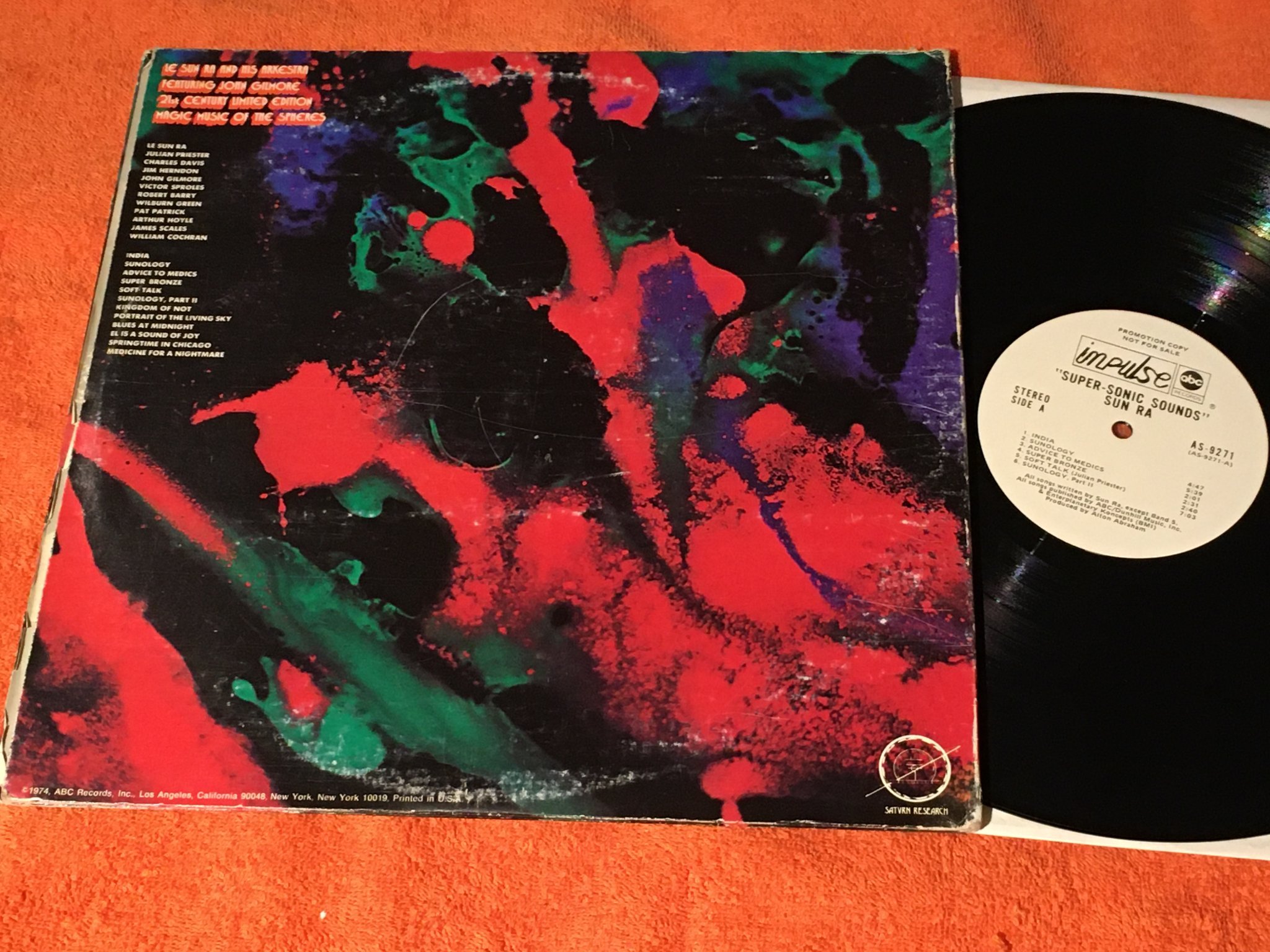 Omslagsbild för skivan SUN RA super-sonic sounds LP -74 US IMPULSE AS 9271 mega rare PROMO