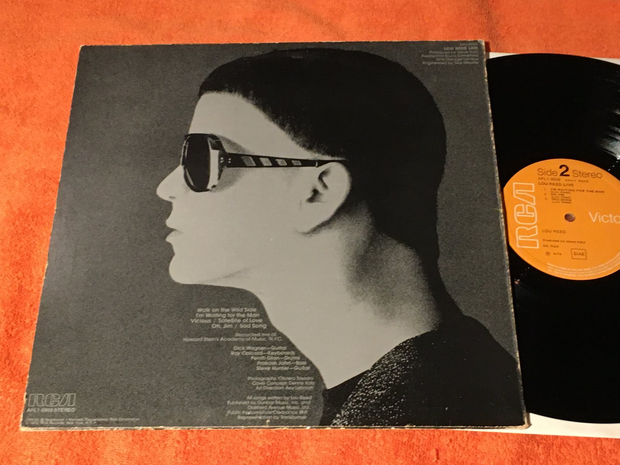 Omslagsbild för skivan LOU REED Lou Reed live LP -75 ITA RCA APL1 0959