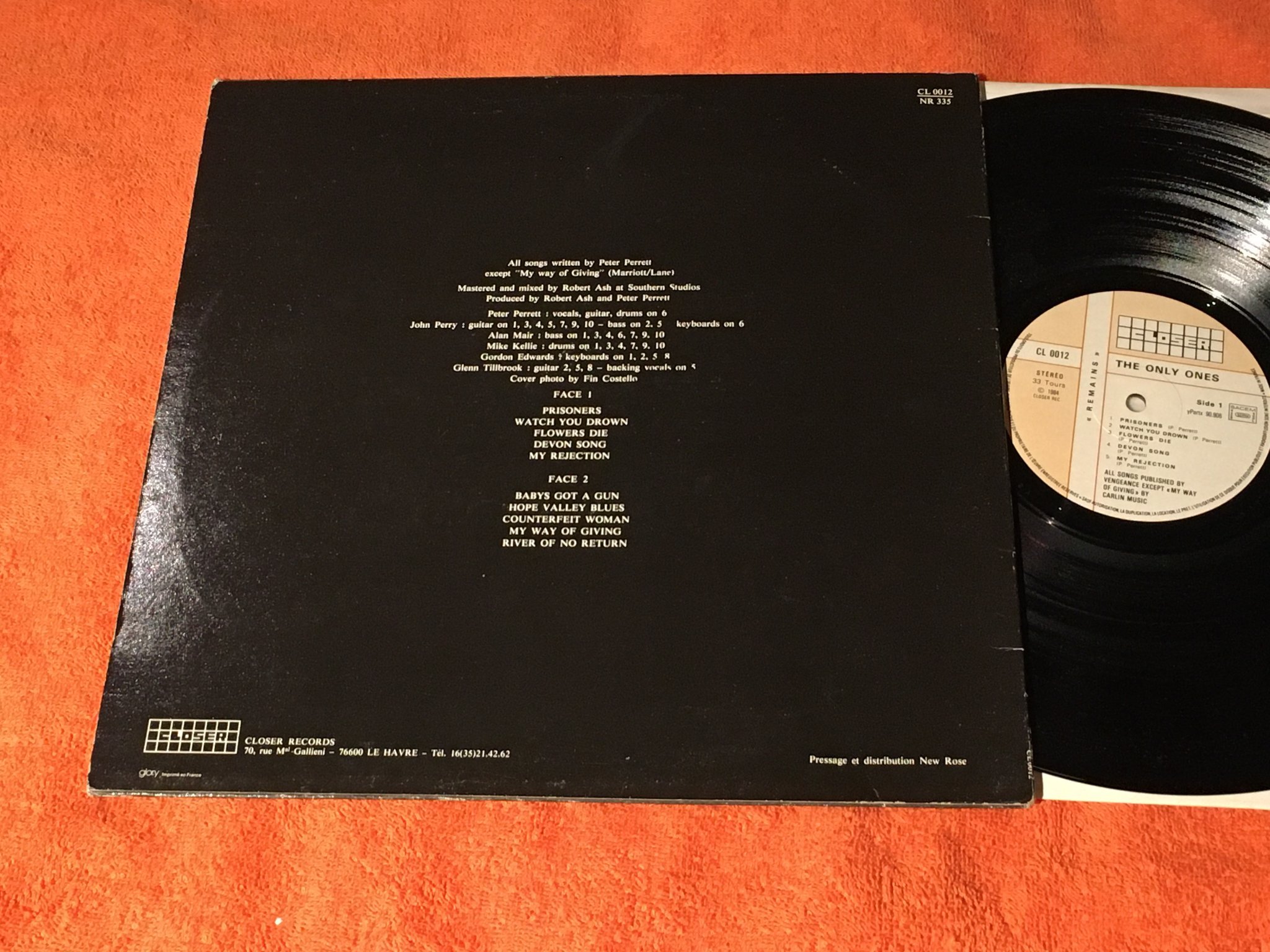 Omslagsbild för skivan THE ONLY ONES remains LP -84 Fra CLOSER CL 0012