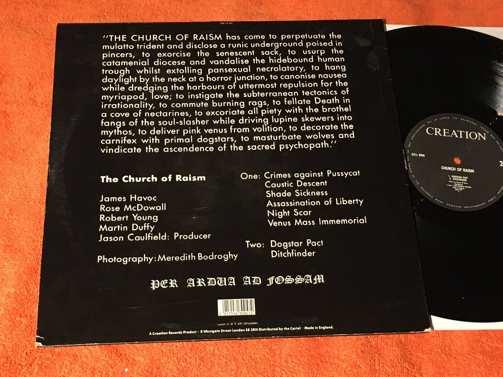 Omslagsbild för skivan CHURCH OF RAISM s/t LP -89 UK CREATION CRELP 057